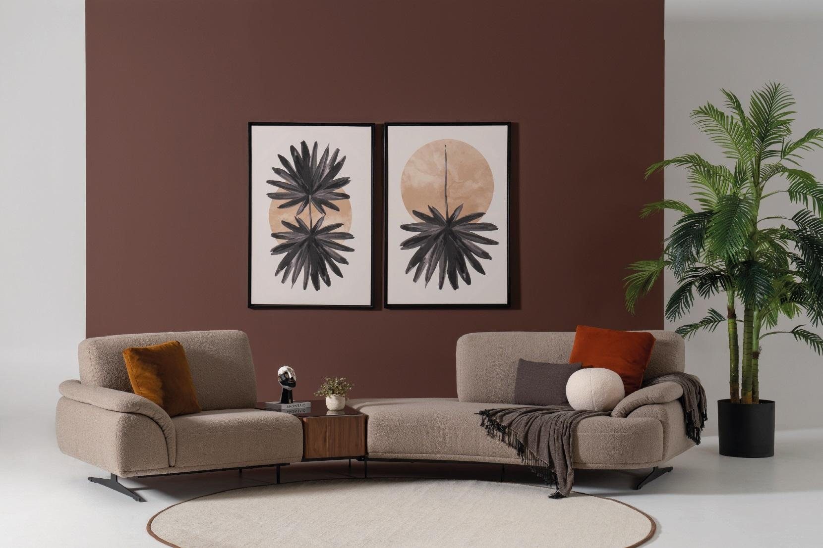 JVmoebel Big-Sofa Braune Textil-Couch mit Polyätherschaum-Polsterung und Edelstahlfüßen, Made in Europa