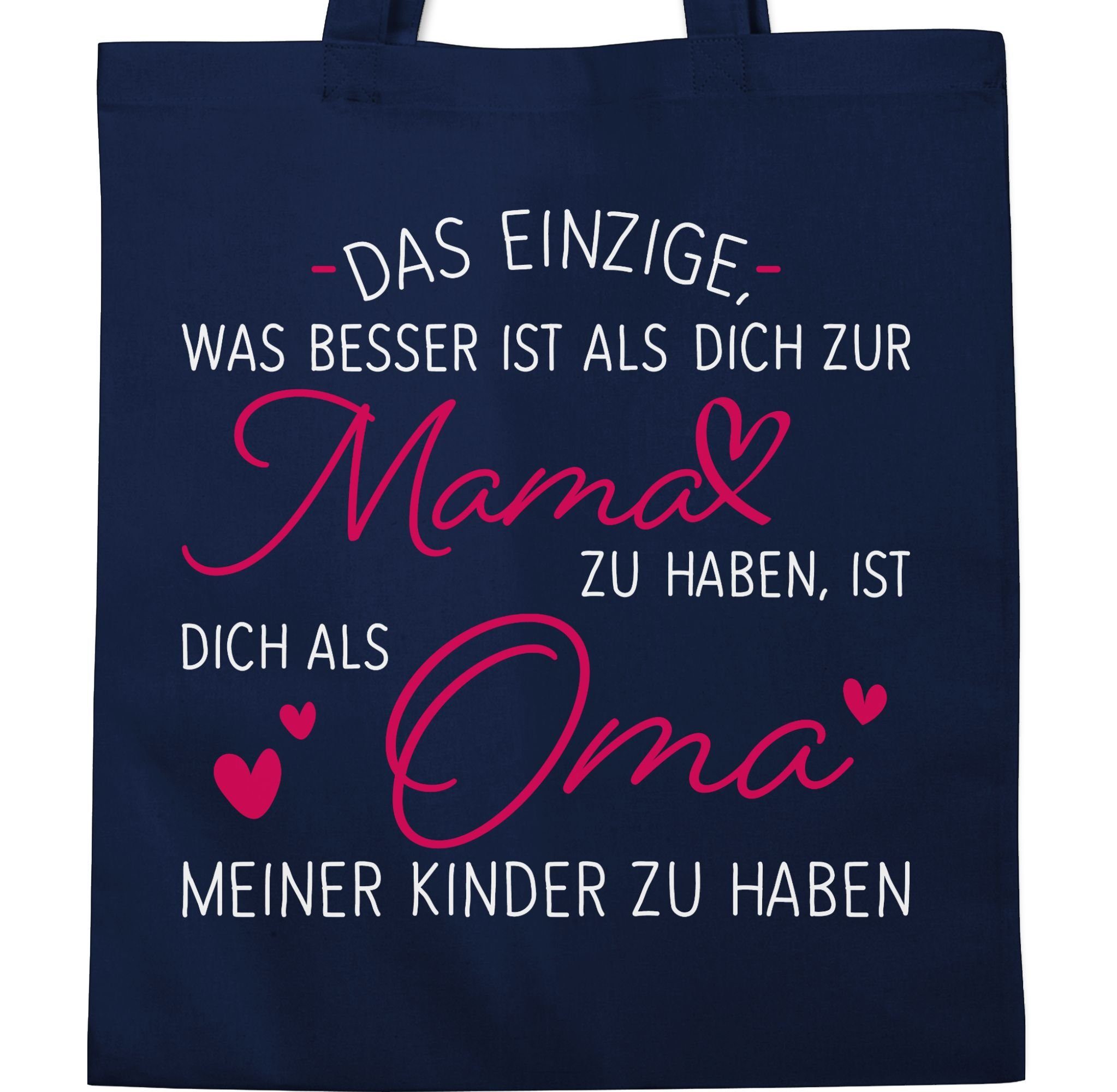 zur Dich I Oma zu Schwangerschaft Shirtracer 2 verkünden Navy haben Umhängetasche Omi I, Geschenk Oma Blau