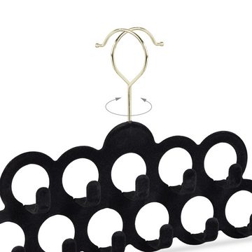 relaxdays Mehrfach-Kleiderbügel 3 x Velours Schalhalter schwarz