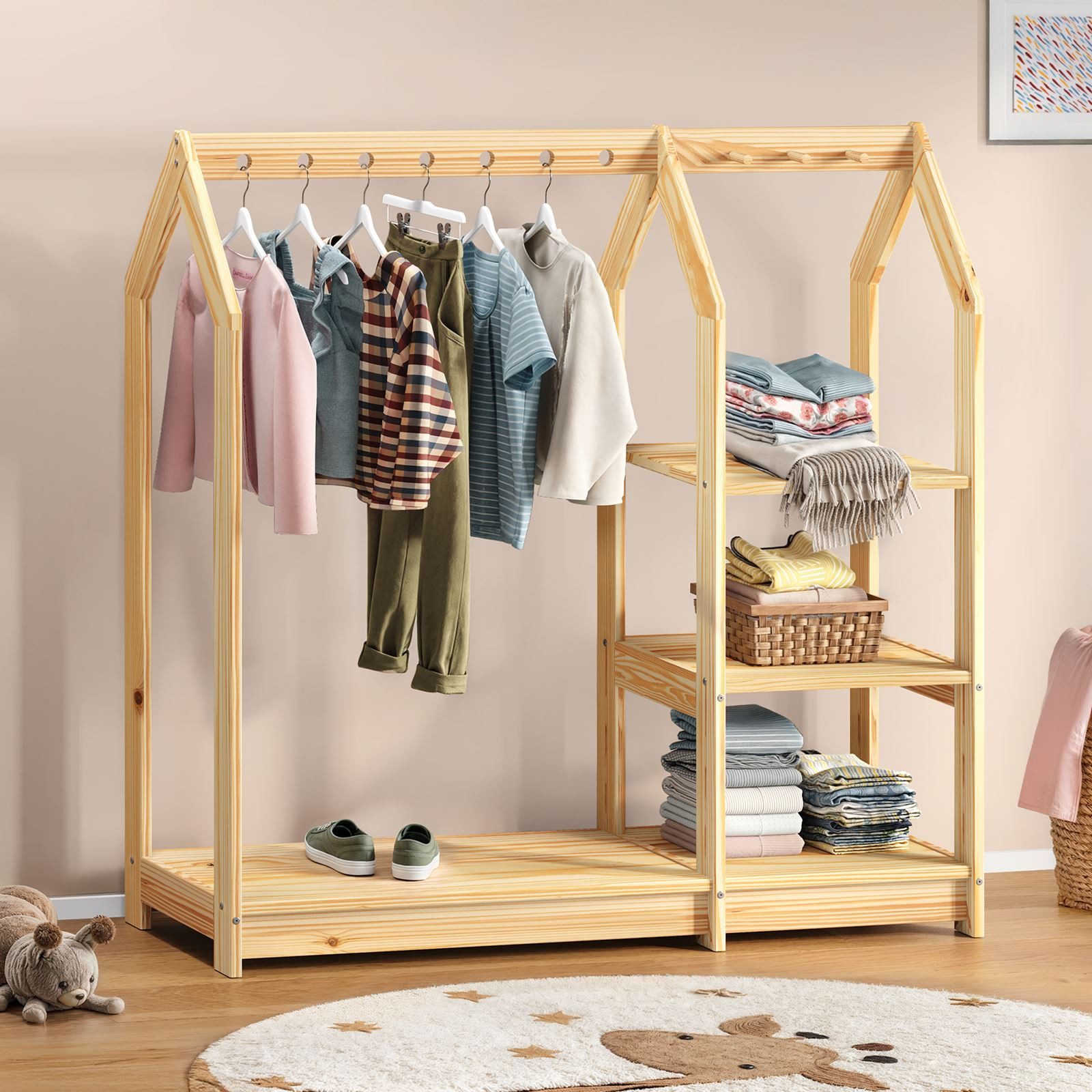 IDIMEX Kinderkleiderschrank SALLY Kindergarderobe im Haus Design, 4 Ablagen günstig online kaufen