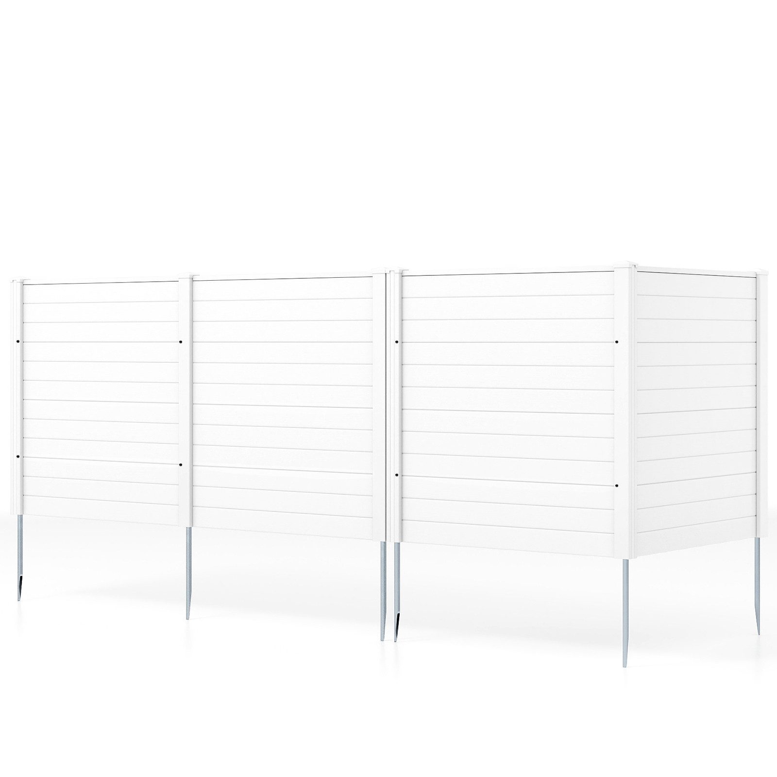 COSTWAY Gartenzaun, (2-St), 123x123cm Steckzaun mit Pfosten, Sichtschutzzaun