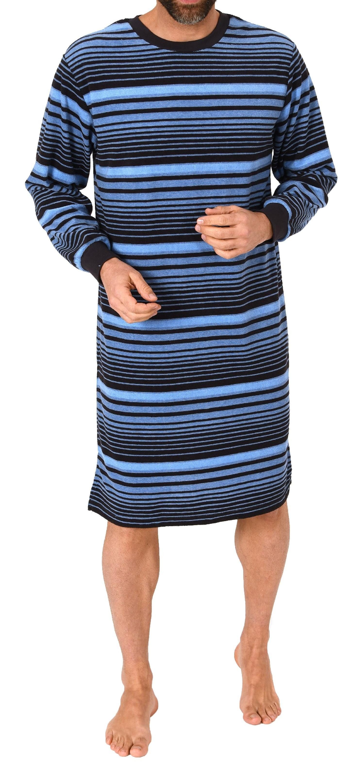 Normann Pyjama Edel aussehendes Herren Frottee Nachthemd langarm mit Bündch günstig online kaufen