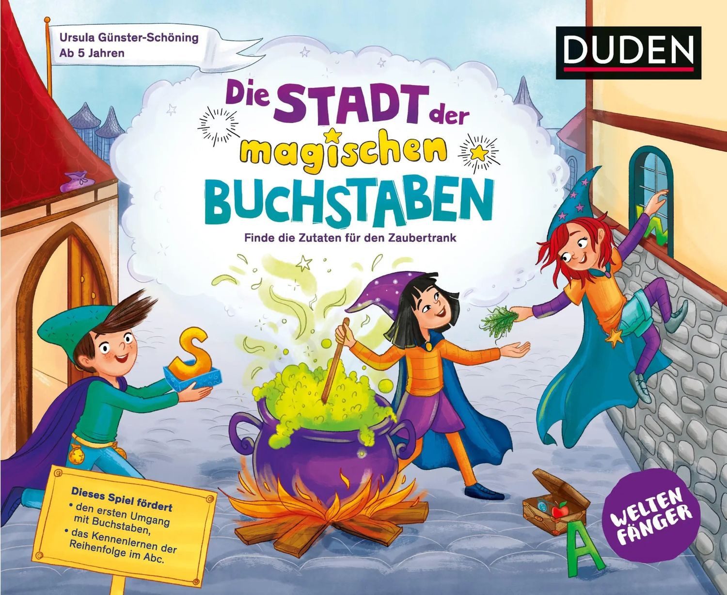 Duden Spiel Weltenfänger: Die Stadt der magischen Buchstaben (Spiel) - ab 5 Jahren
