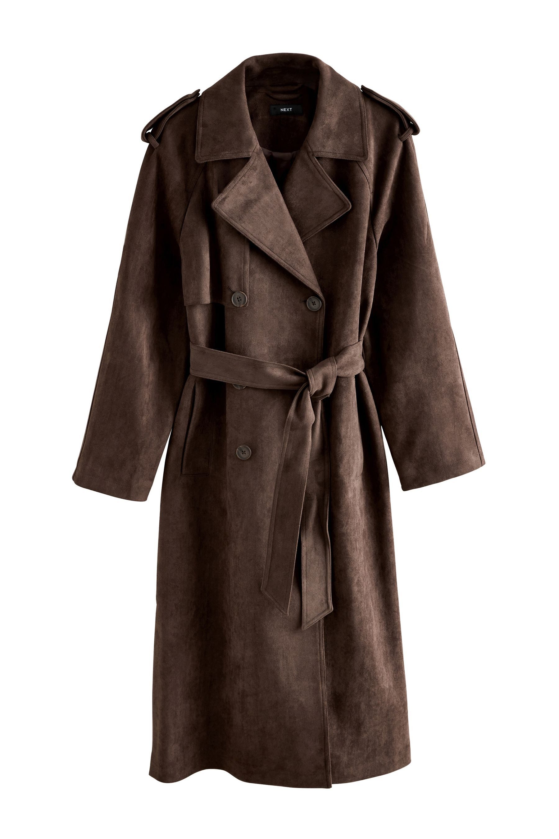 Next Ledermantel Trenchcoat aus imitiertem Veloursleder (1-tlg) günstig online kaufen