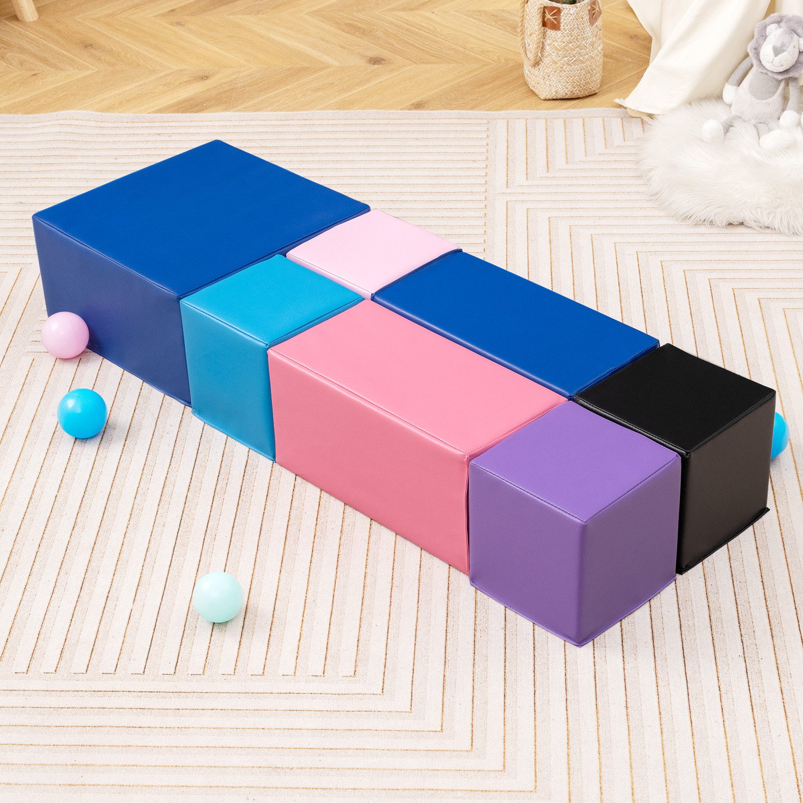 COSTWAY Spielbausteine, (7 St), SchaumstoffBausteine, Kletter-Set für Kinder