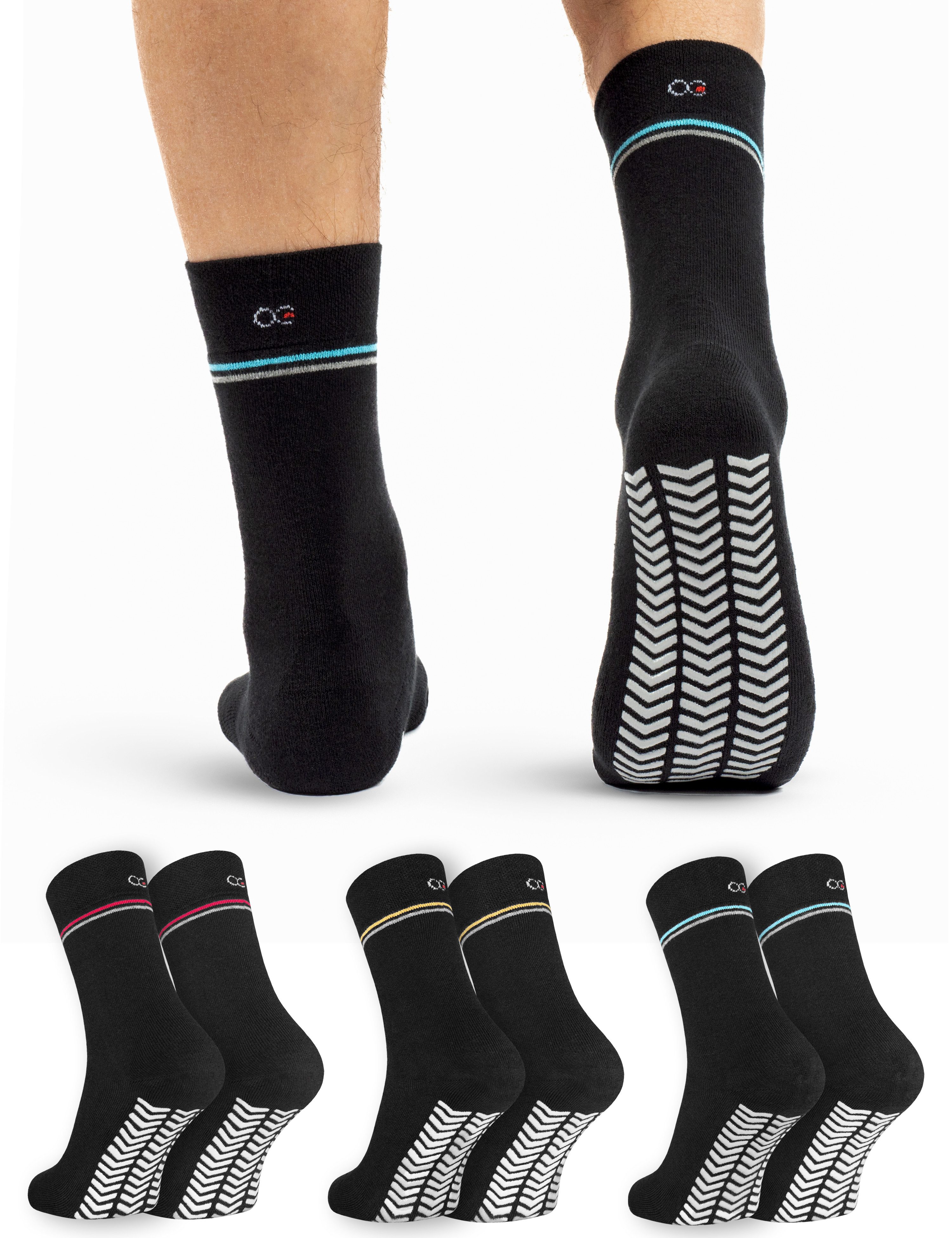 OCERA Funktionssocken 3 Paar Thermo Stoppersocken mit ABS- Unisex (Yoga, 3-Paar)