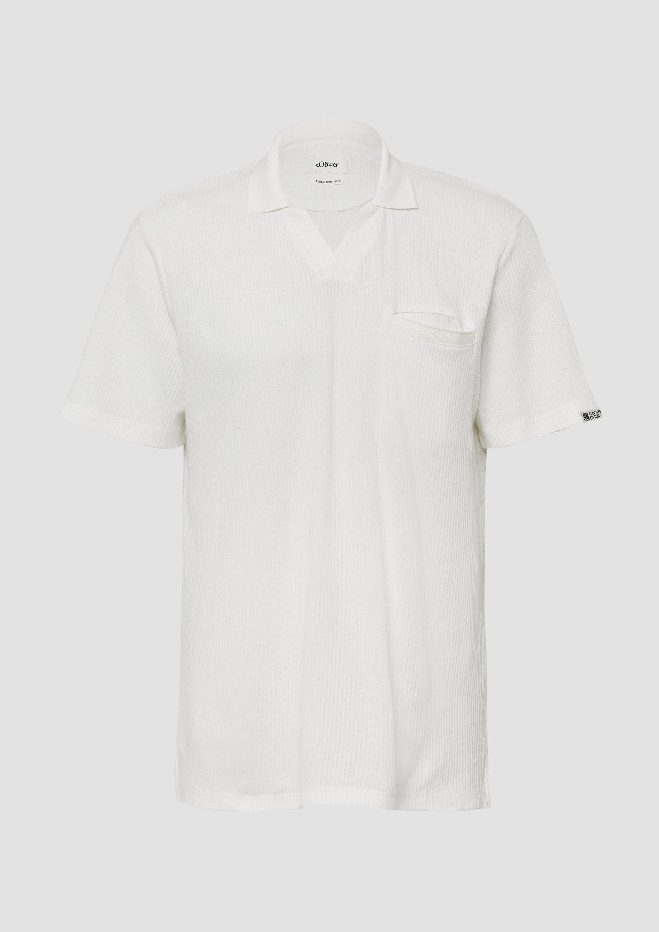 s.Oliver Kurzarmshirt Polo-Shirt Poloshirt aus Leinenmix mit Brusttasche