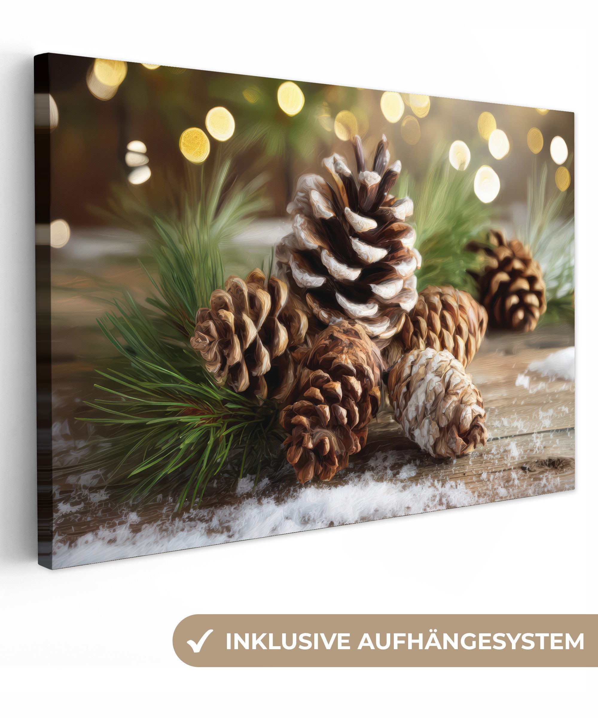 OneMillionCanvasses® Leinwandbild Tannenzapfen - Weihnachtsstimmung - Braun günstig online kaufen