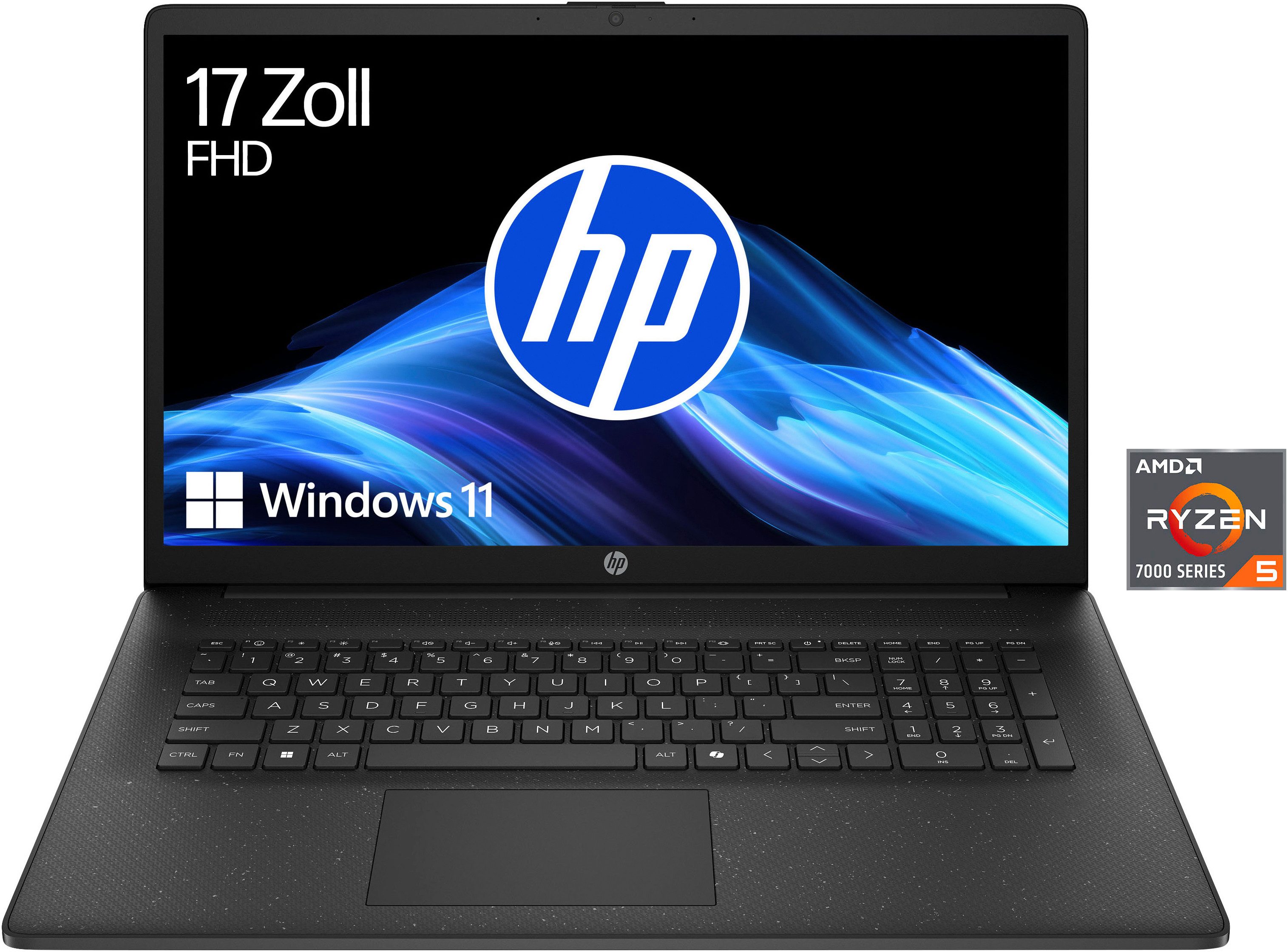 HP 17-cp AMD Notebook (43,9 cm/17,3 Zoll, AMD Ryzen 5 7520U, Radeon Graphics, 16 GB, 512 GB SSD)