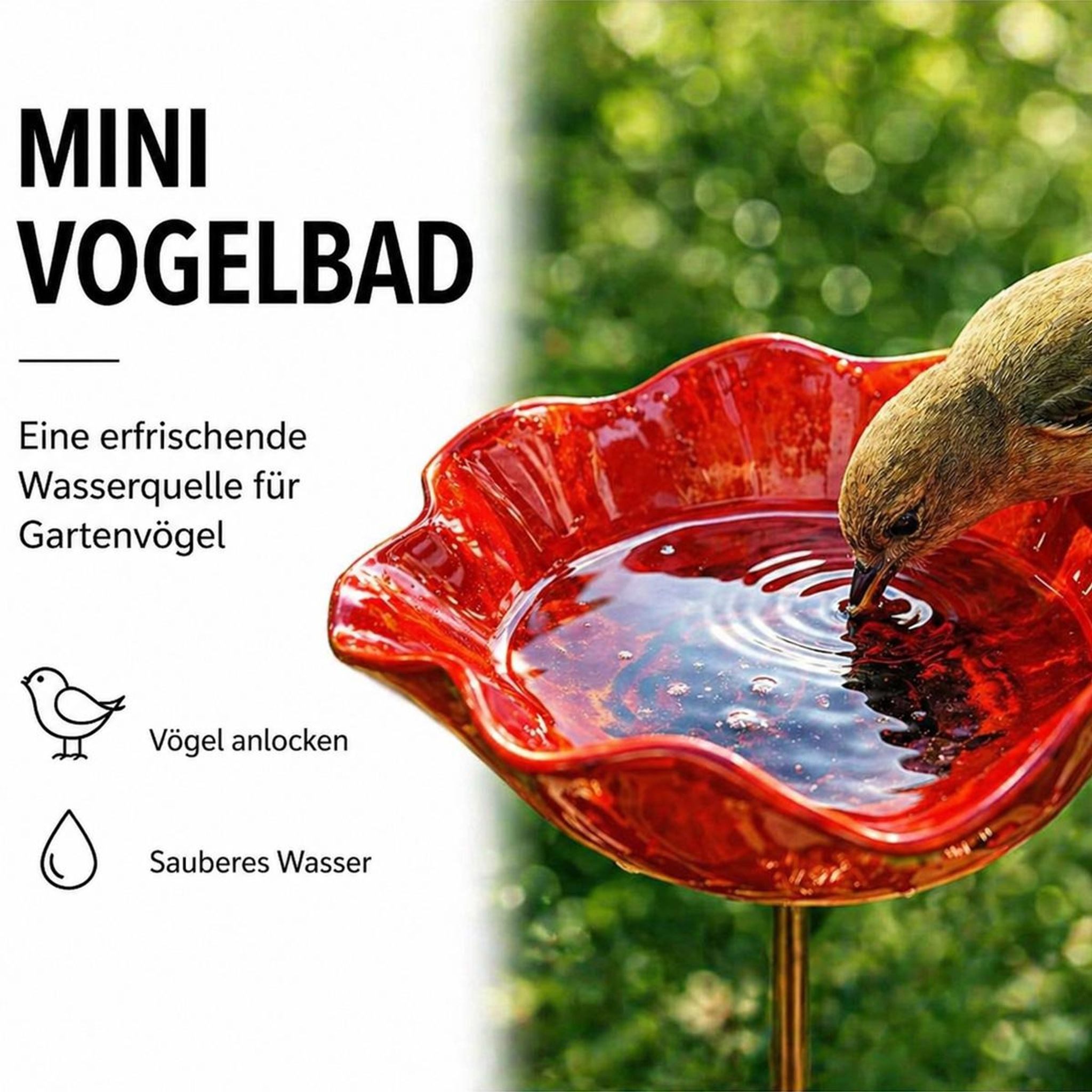FELIXLEO Vogeltränke Vogeltränke Garten Metall Bienen Tränke Erdspieß rostfrei Skulptur