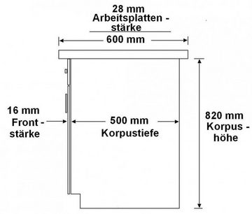 Küchen-Preisbombe Herdumbauschrank Herdunterschrank 60 Küche OMEGA Küchenzeile Küchenblock Schwarz Weiss
