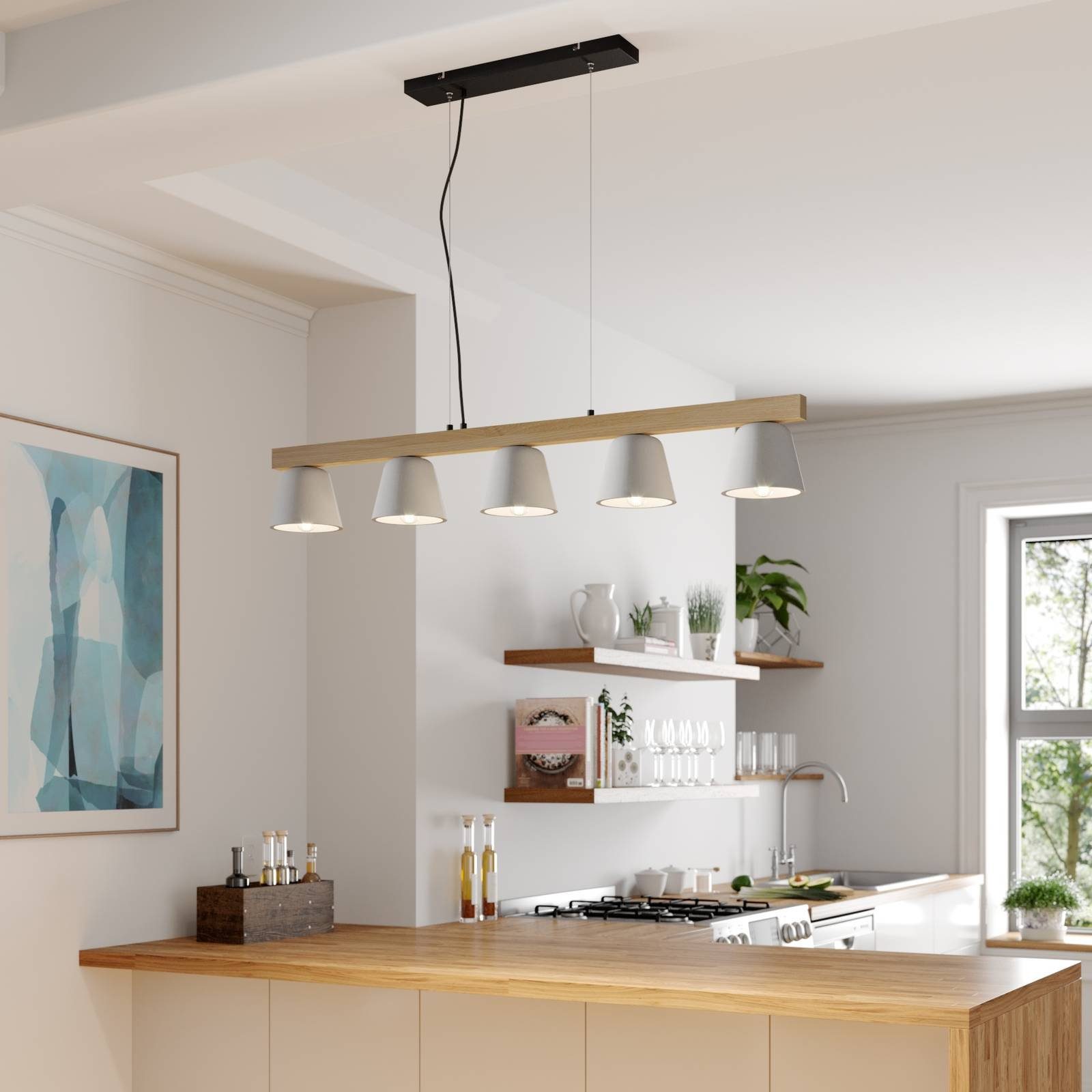 Lucande Hängeleuchte Kalinda, Alu IP20, 5 x 40 W