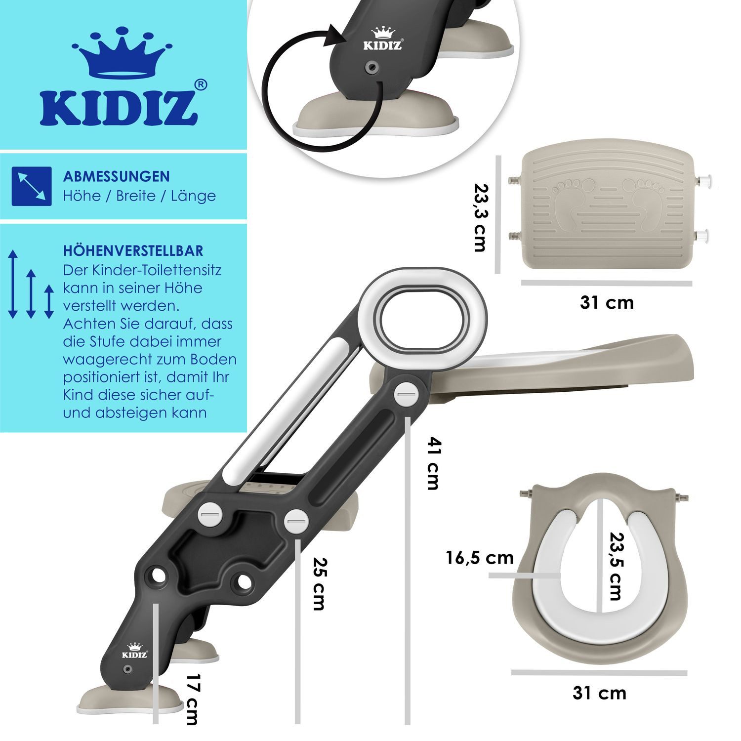 KIDIZ WC-Sitz, Kinder Toilettensitz Toilettentrainer mit Treppe und Griffe