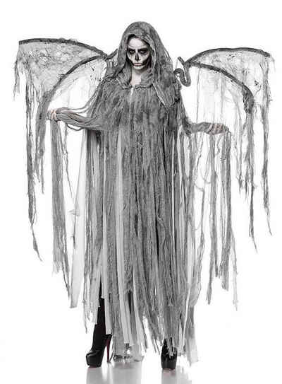 Metamorph Kostüm »Todesengel«, Aufwändiges Dämonenkostüm mit Fetzencape und verstärkten Flügeln