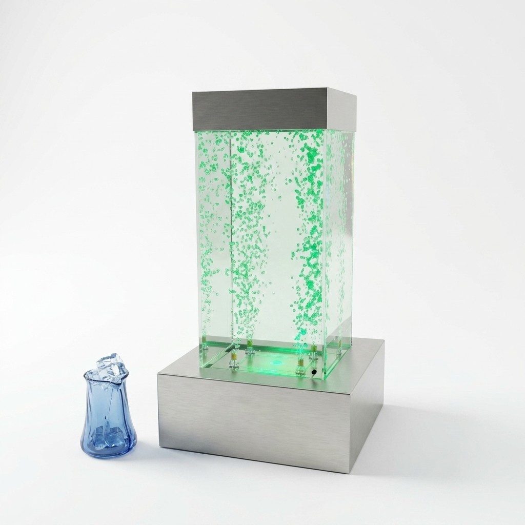 JVmoebel Zimmerbrunnen LED Wassersäule in Holzoptik für stilvolle Dekoration, Made in Europa