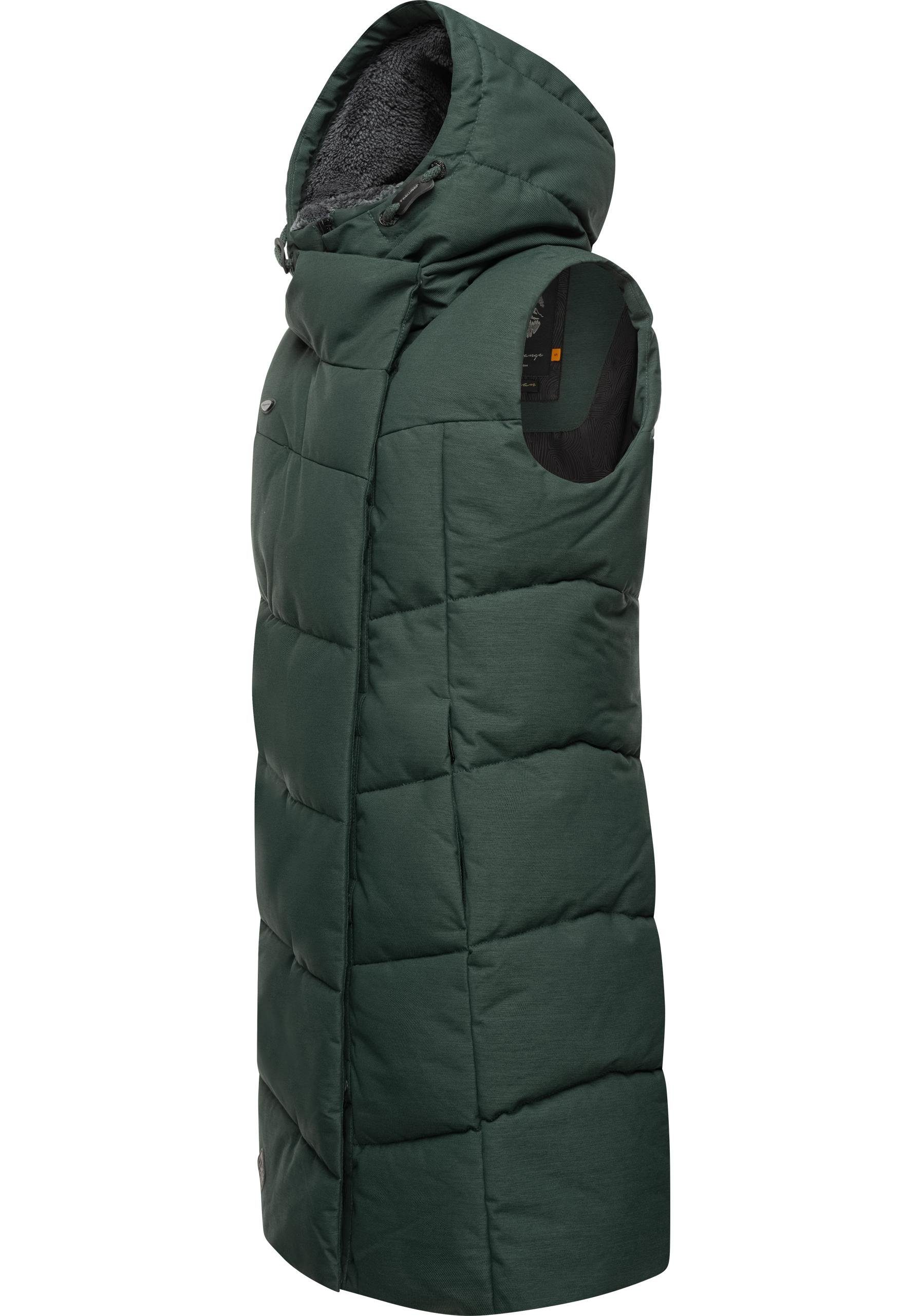 Ragwear Steppweste Pavla Vest stylische Winterweste mit Teddyfutter und Kapuze