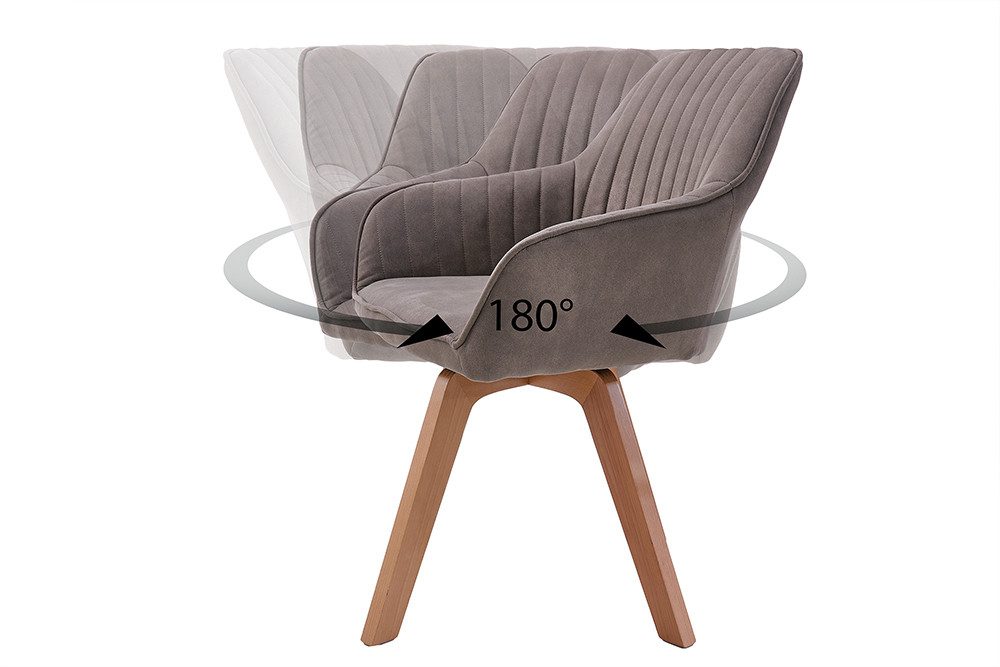 riess-ambiente Polsterstuhl LIVORNO vintage taupe – Microfaser, drehbar, Holz-Beine, mit Armlehne (Einzelartikel, 1 St), mit 180° Drehfunktion und Autoreturn – ideal für Dein Esszimmer. € 99,95