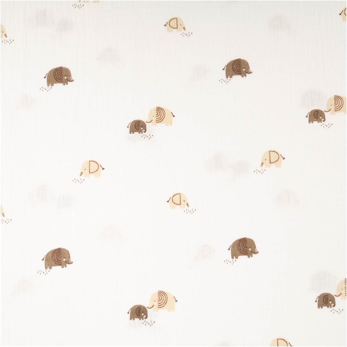 SCHÖNER LEBEN. Stoff Musselin Stoff Elefanten wollweiß beige Meterware 1,50m, allergikergeeignet