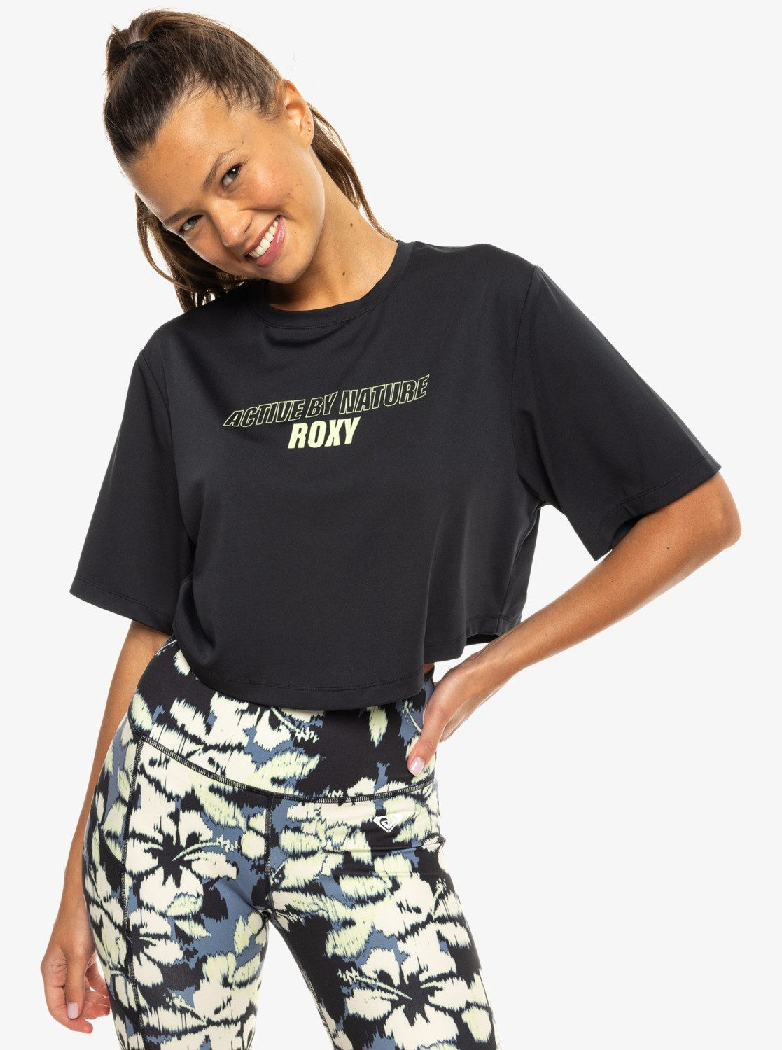 Roxy Trainingsshirt Roxy Funktions T-Shirt Bauchfrei Beach Bound True Black günstig online kaufen
