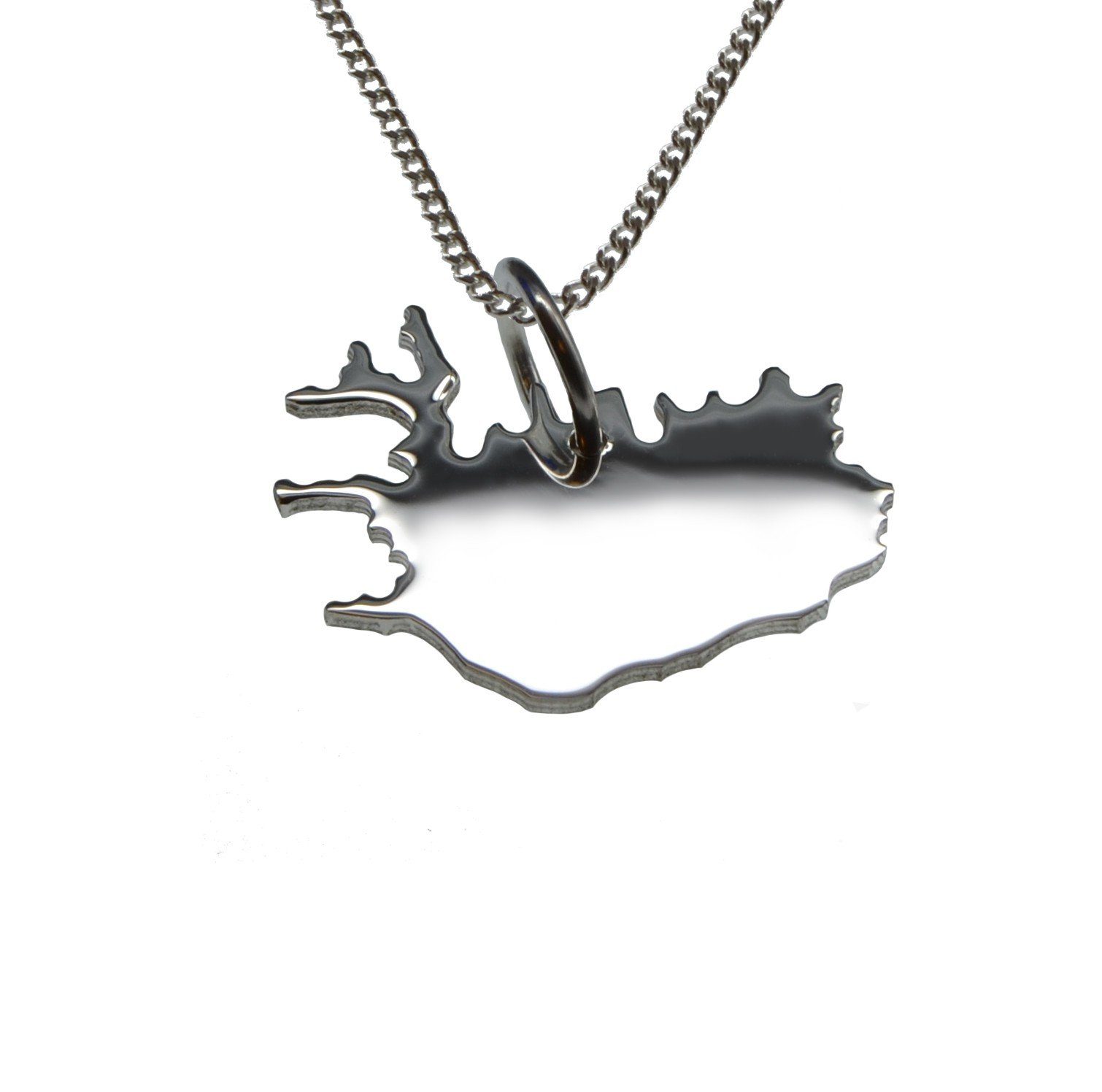 Kette mit Anhänger 50cm Halskette + Island Anhänger in massiv 925 Silber