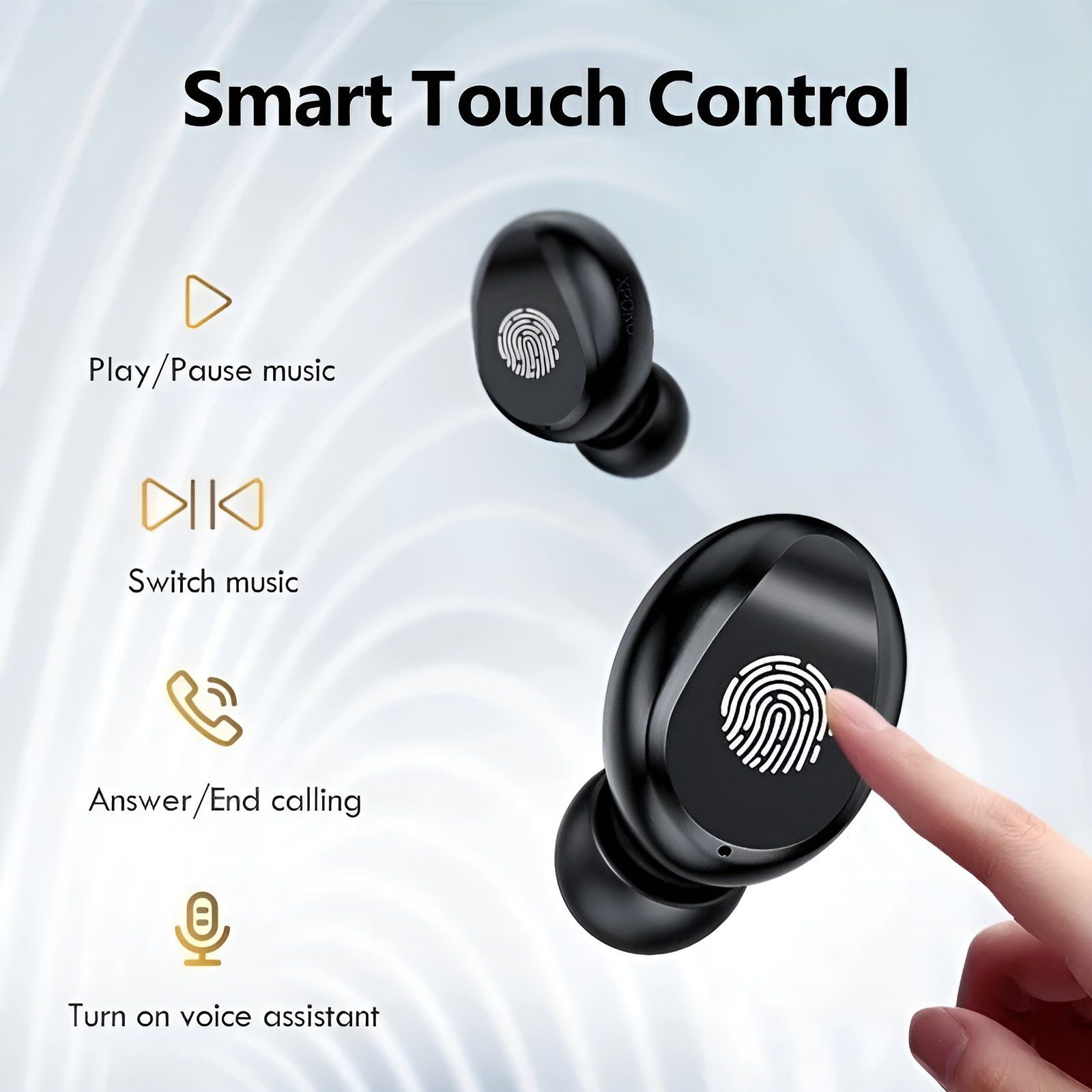Touch Touch HIFI) Control Ladebox, Wasserdichtigkeit Hochpolymerer Ohrhörer In-Ear Klang, Hochwertiger Control, Bluetooth, Magnetische LED-Anzeige, Cyoo 5.1 Lange Headset Noise-Cancelling IPX7 Ladebox, Control Akkulaufzeit, LED-Anzeige, (Touch Kopfbügel, LED-Anzeige Lange Ohrhörer Magnetische Akkulaufzeit, Noise-Cancelling, Bluetooth-Kopfhörer