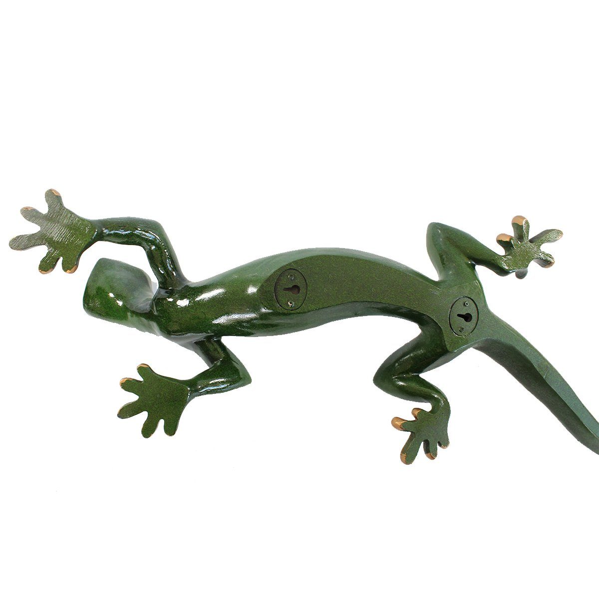 Deko grüne Figur Handbemalt, Salamander glänzende Tierfigur XL Wanddeko Reptil Oberfläche, Gartenfigur Wanddeko, Echse Figur colourliving