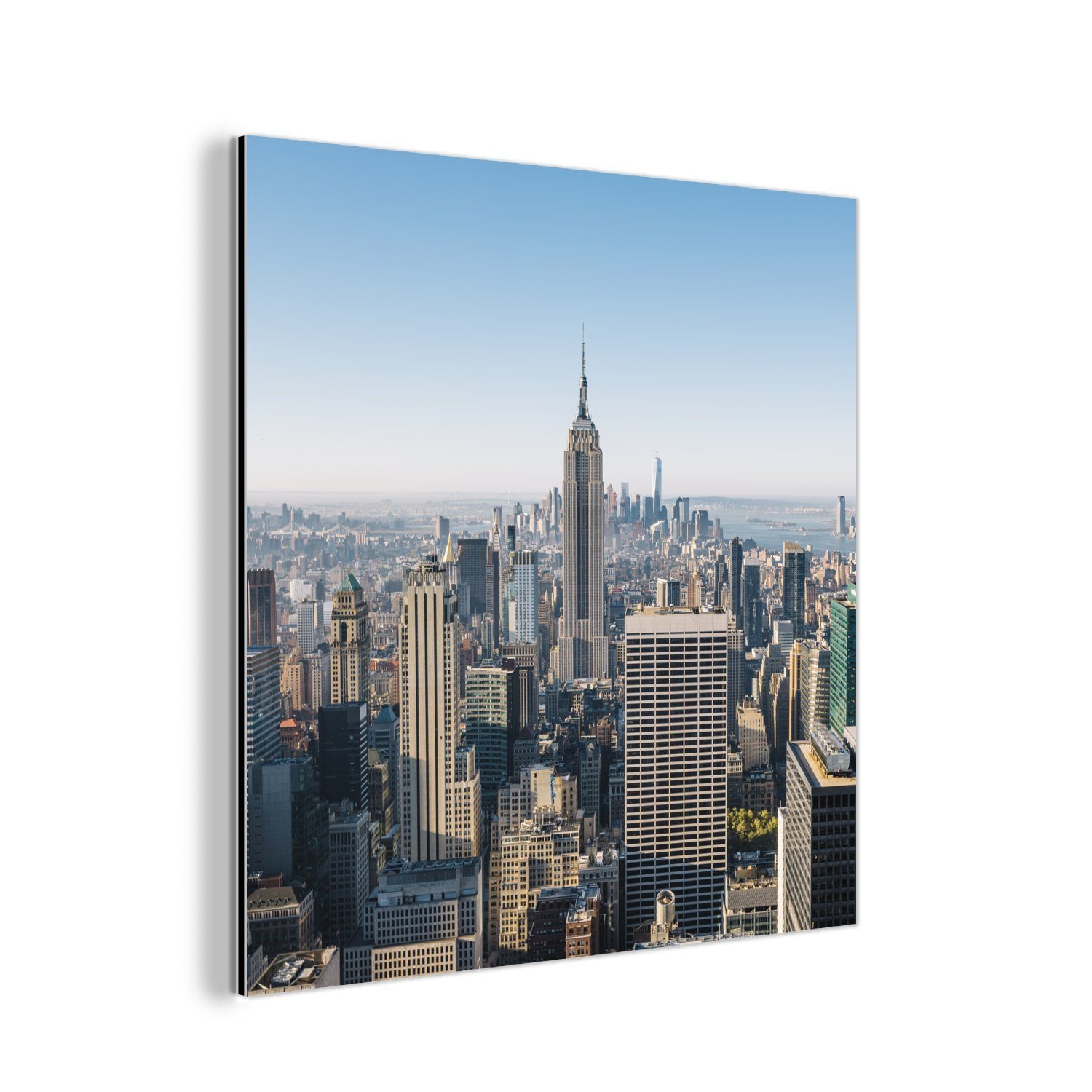 Gemälde Metall, das Manhattan Alu-Dibond-Druck, MuchoWow Metallbild Empire St), (1 deko aus Building, auf State und Aussicht Großartige Aluminium