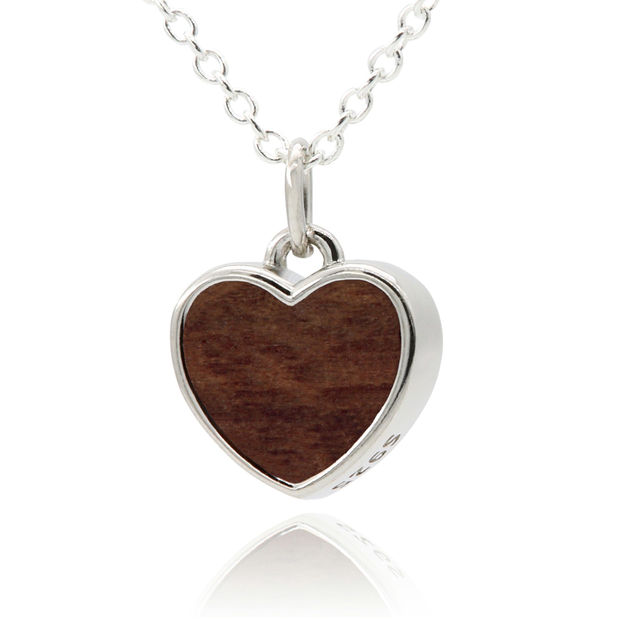 NaturSchatulle Herzkette Heart Light (Holzschmuck Kettenanhänger, Herzanhänger), 925 Silber, Handmade in Germany, Nachhaltig & Natürlich
