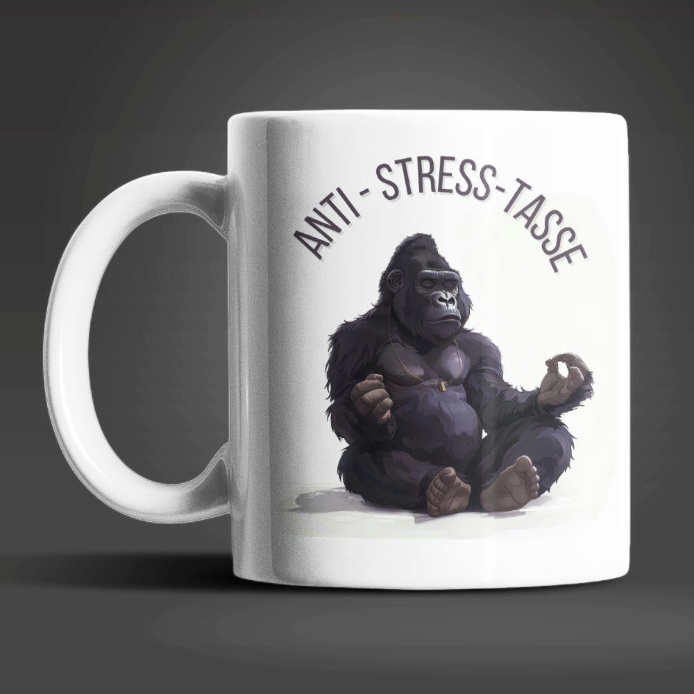 WS-Trend Tasse Yoga Affe Gorilla Anti Stress Keramik Kaffeetasse Teetasse, Keramik, 325 ml