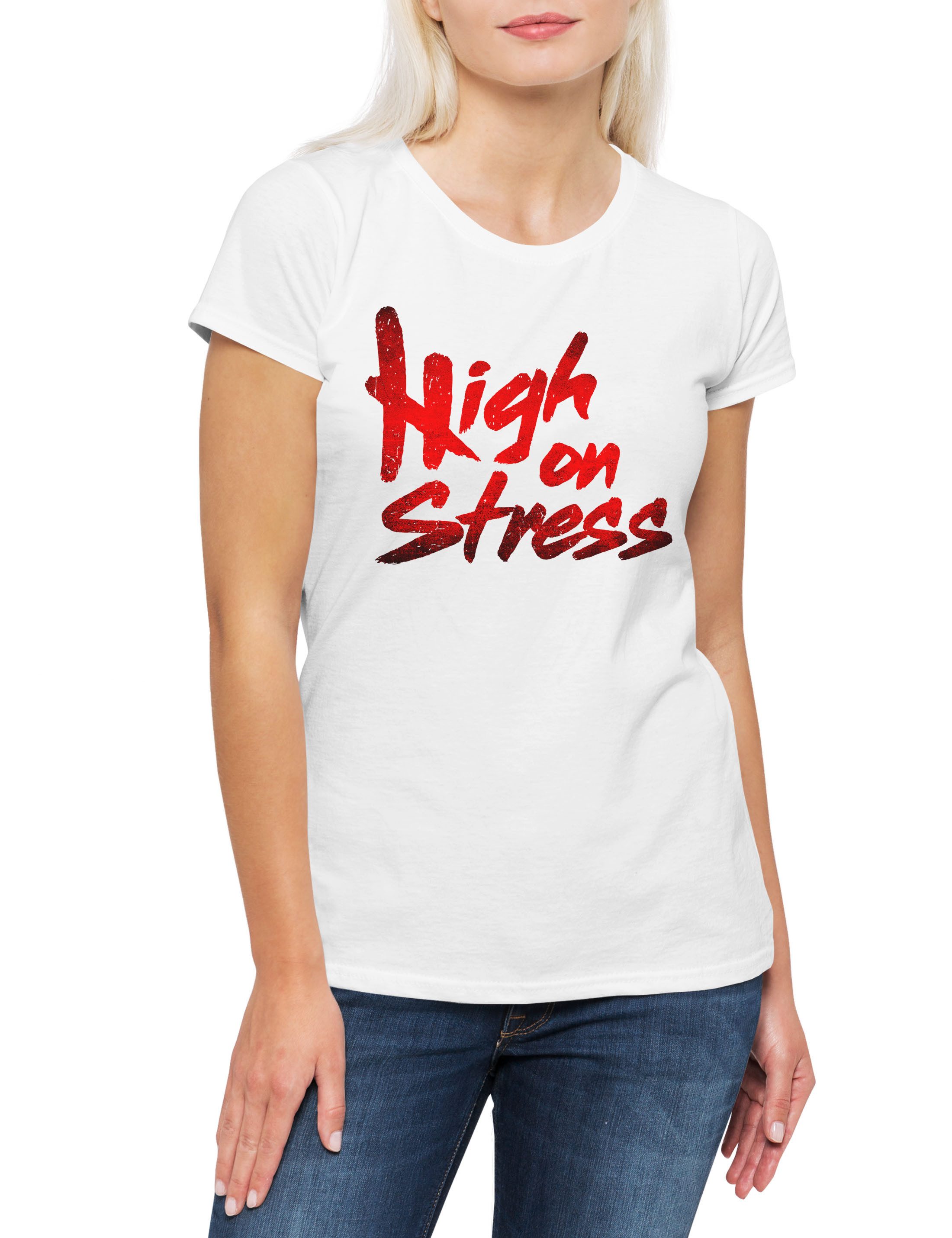 Print-Shirt High On Stress Damen T-Shirt Revenge Of The Nerds Film Movie Komödie