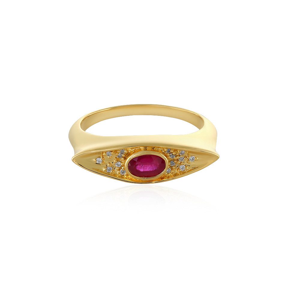 Silberring Madagaskar-Rubin Goldplattierter Silberring, 0,629 ct