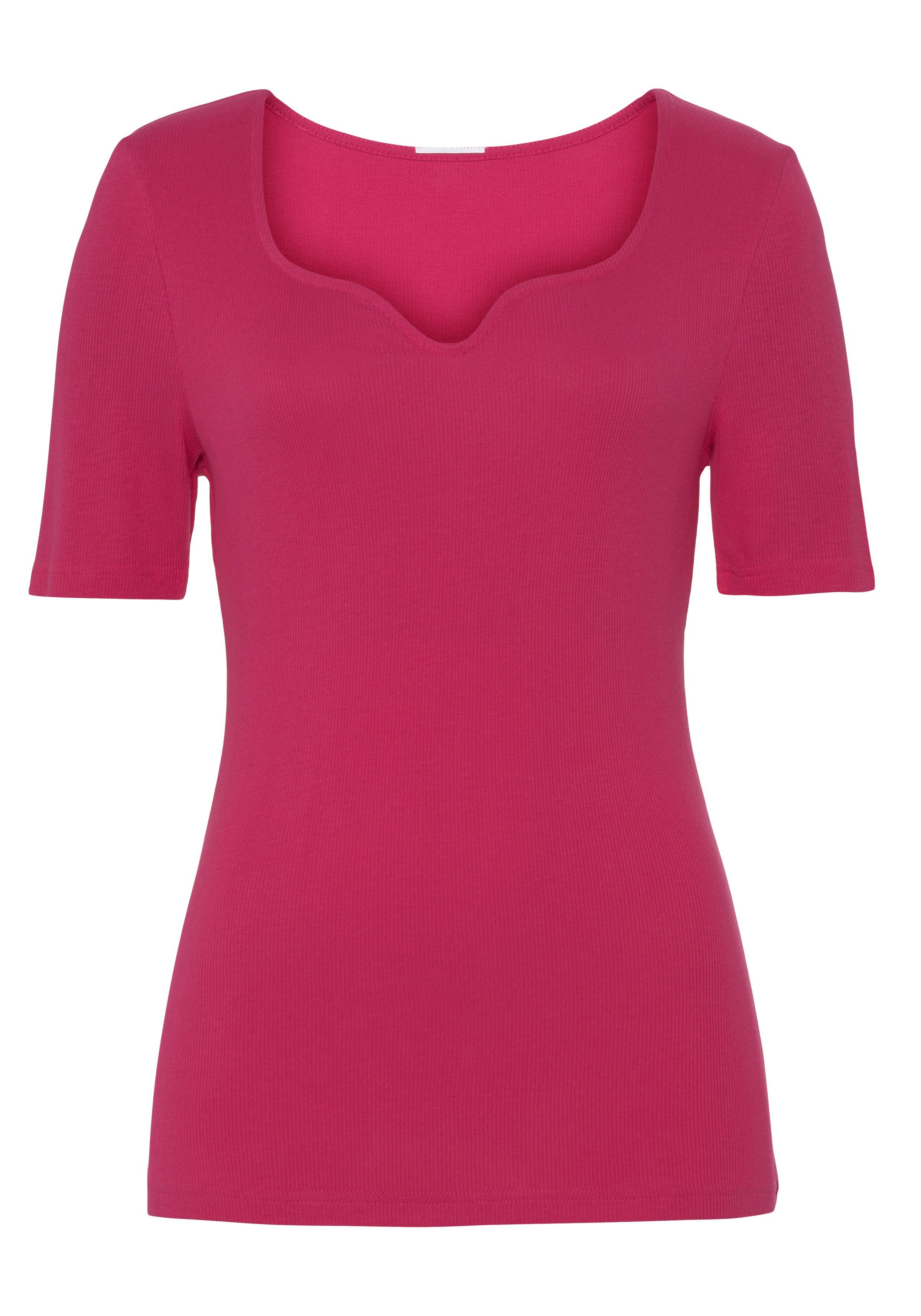 Vivance T-Shirt (1-tlg) mit herzförmigen Dekolleté pink | T-Shirts