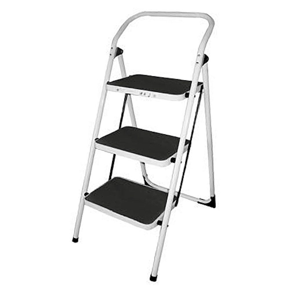 Stehleiter Small Giraffe Einseitige Metall-Klappleiter, 3 Stufen, Schwarz, 150k