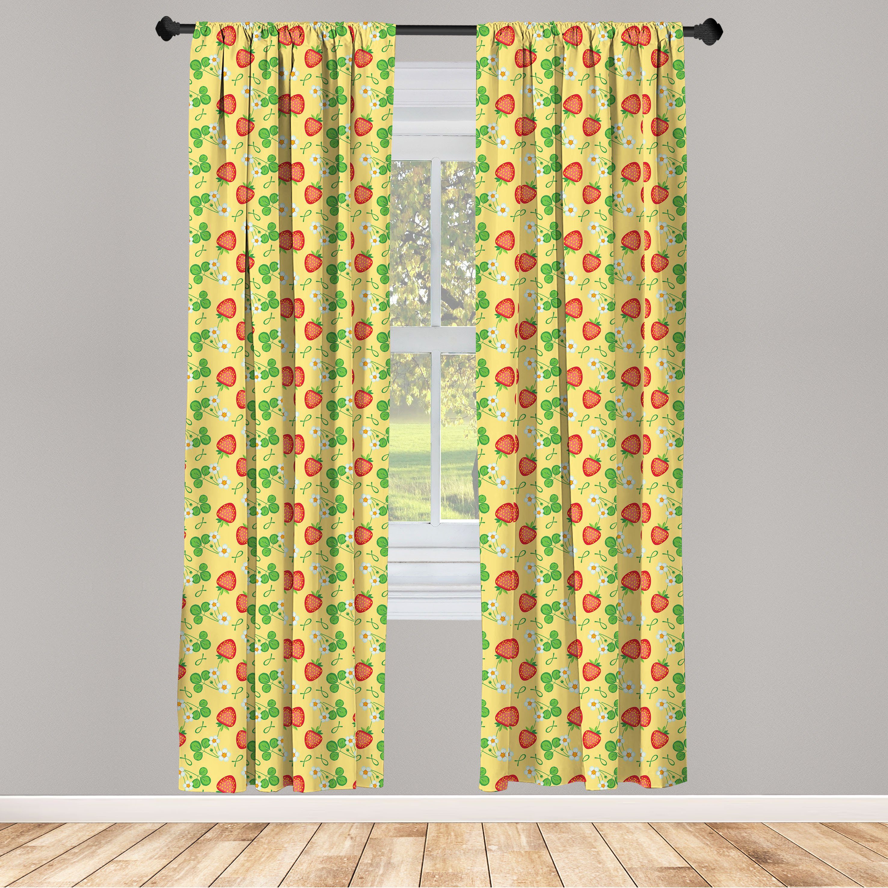 Gardine Vorhang für Wohnzimmer Schlafzimmer Dekor, Abakuhaus, Microfaser, Erdbeere Gesunde Sommer-Früchte