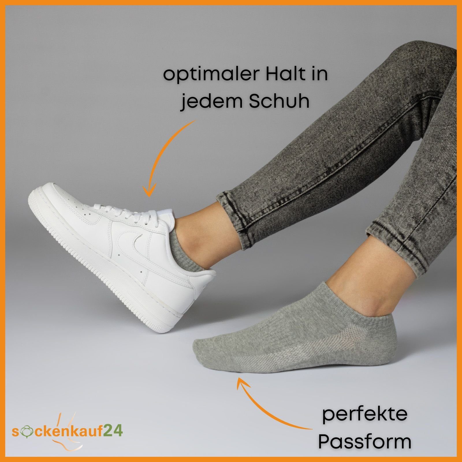 Mesh-Streifen Paar Grau Damen Weiß/Grau mit 35-38) Baumwolle Sneakersocken Socken" Schwarz Sneaker sockenkauf24 "Premium 10 - Herren 16510 WP Weiß & (5xWeiß Atmungsaktiv 5xGrau,