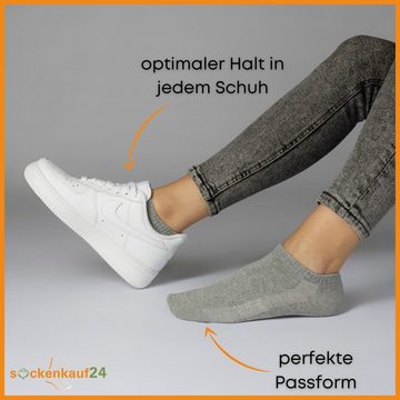 sockenkauf24 Sneakersocken 10 Paar Damen & Herren "Premium Sneaker Socken" Atmungsaktiv (5xWeiß 5xGrau, 35-38) mit Mesh-Streifen Schwarz Weiß Grau Baumwolle - 16510 WP