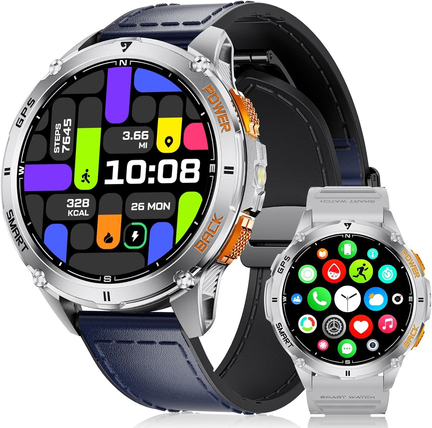 Lige CC-DM4-E Smartwatch (3,6 cm, android ios), Outdoor Smartwatch mit GPS AMOLED Display 178 Sportmodi Kompass