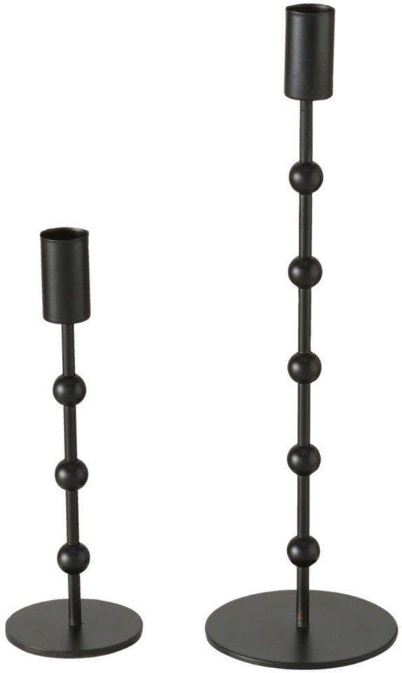 BOLTZE Kerzenleuchter Kimberly, Weihnachtsdeko (Set, 2 St), aus Eisen, Höhe ca. 20 cm und 30 cm schwarz
