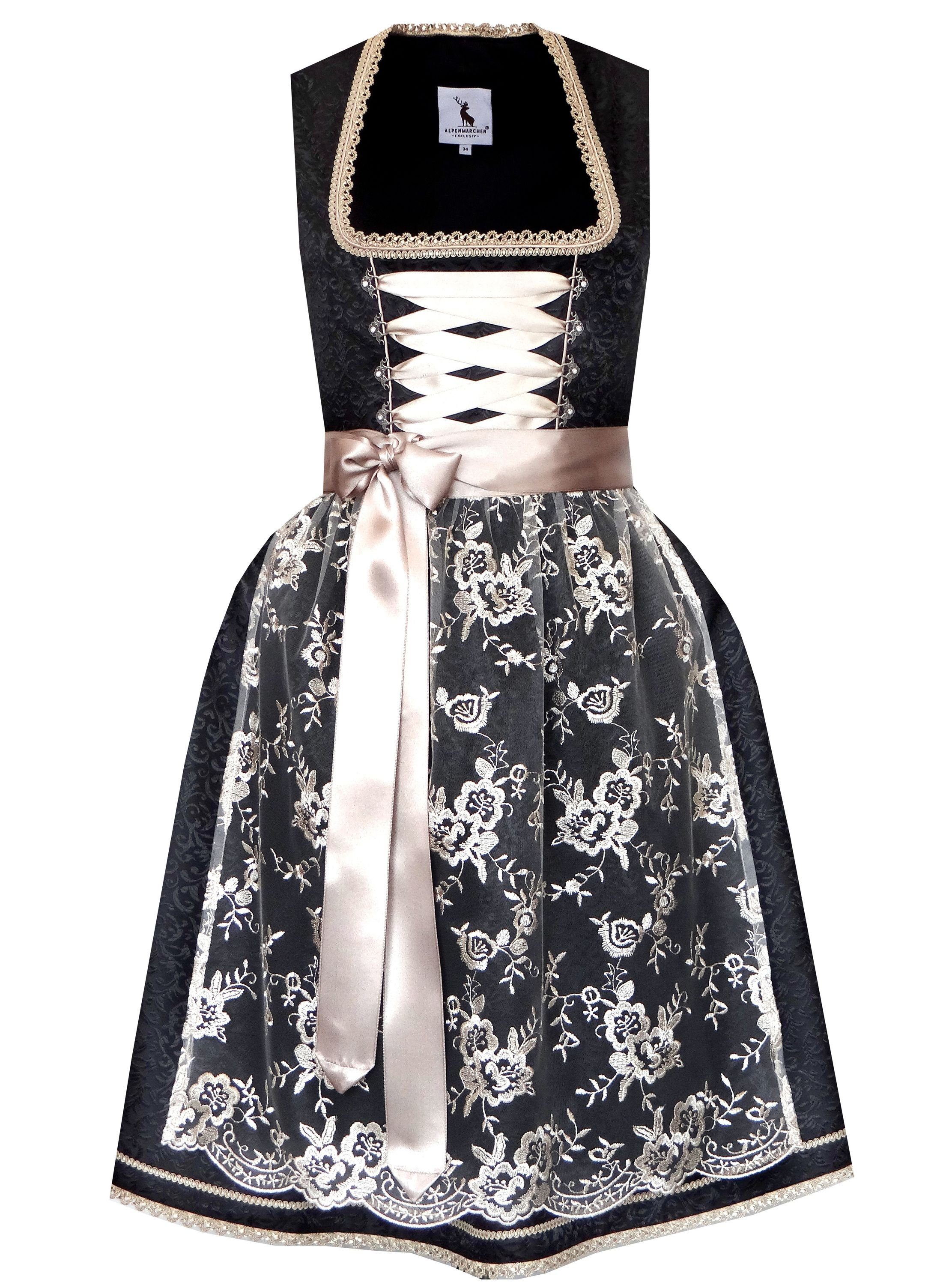 Alpenmärchen Dirndl Dirndl Larissa in schwarz und creme - ALM664