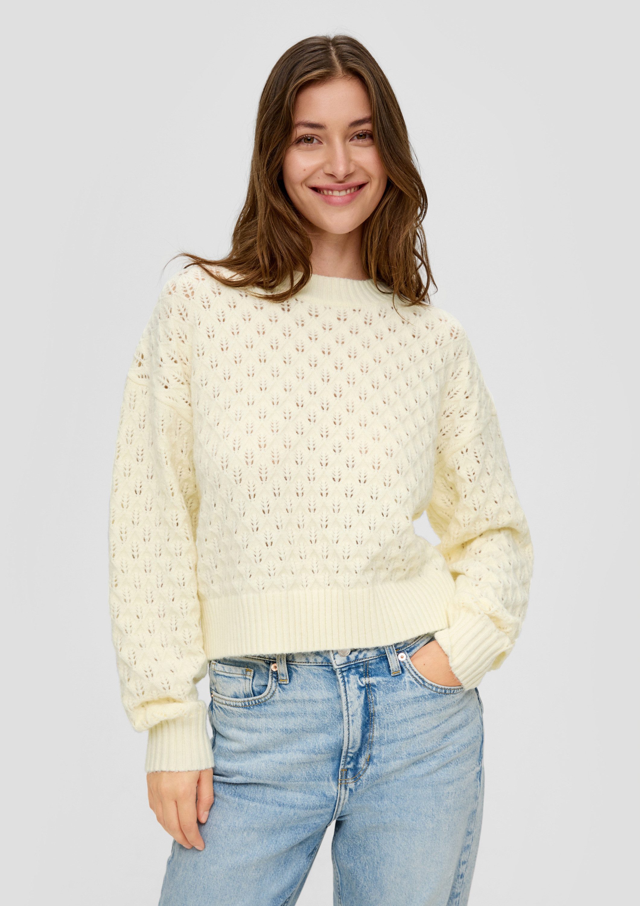 QS Longpullover Strickpullover Pullover mit Strickmuster