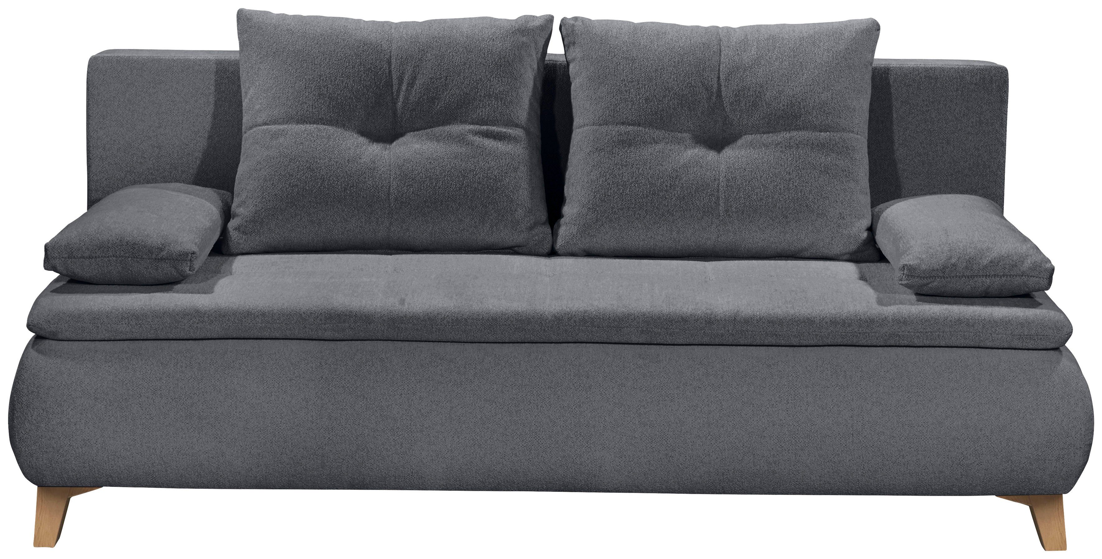 ED EXCITING DESIGN Schlafsofa Magnus, mit Bettfunktion und Bettkasten, sowie Rücken- und Armlehnkissen anthrazit