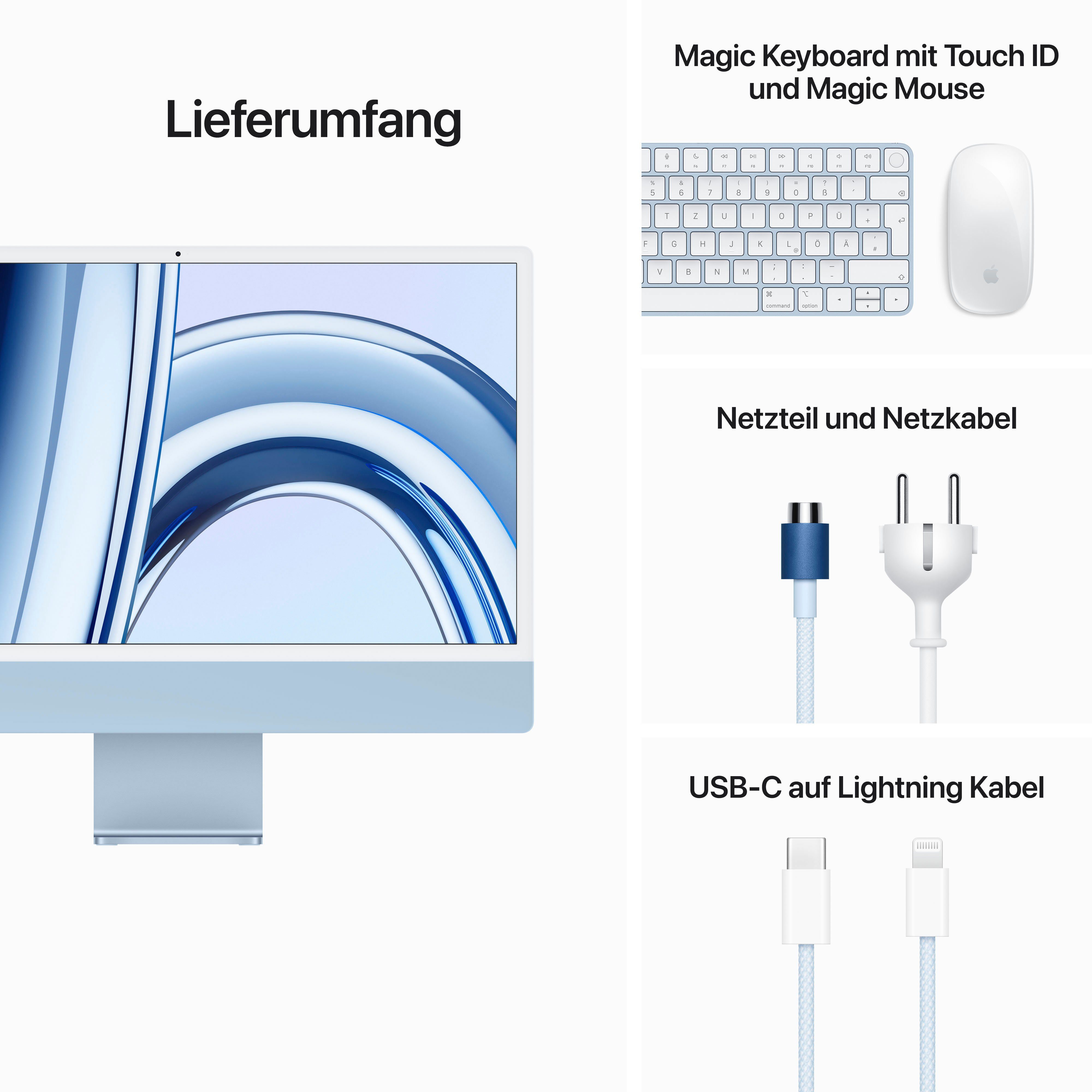 iMac (24 M3, Zoll, 24'' GB Apple GPU, M3 GB iMac 256 SSD) 10-Core Apple blue 8 RAM, Apple