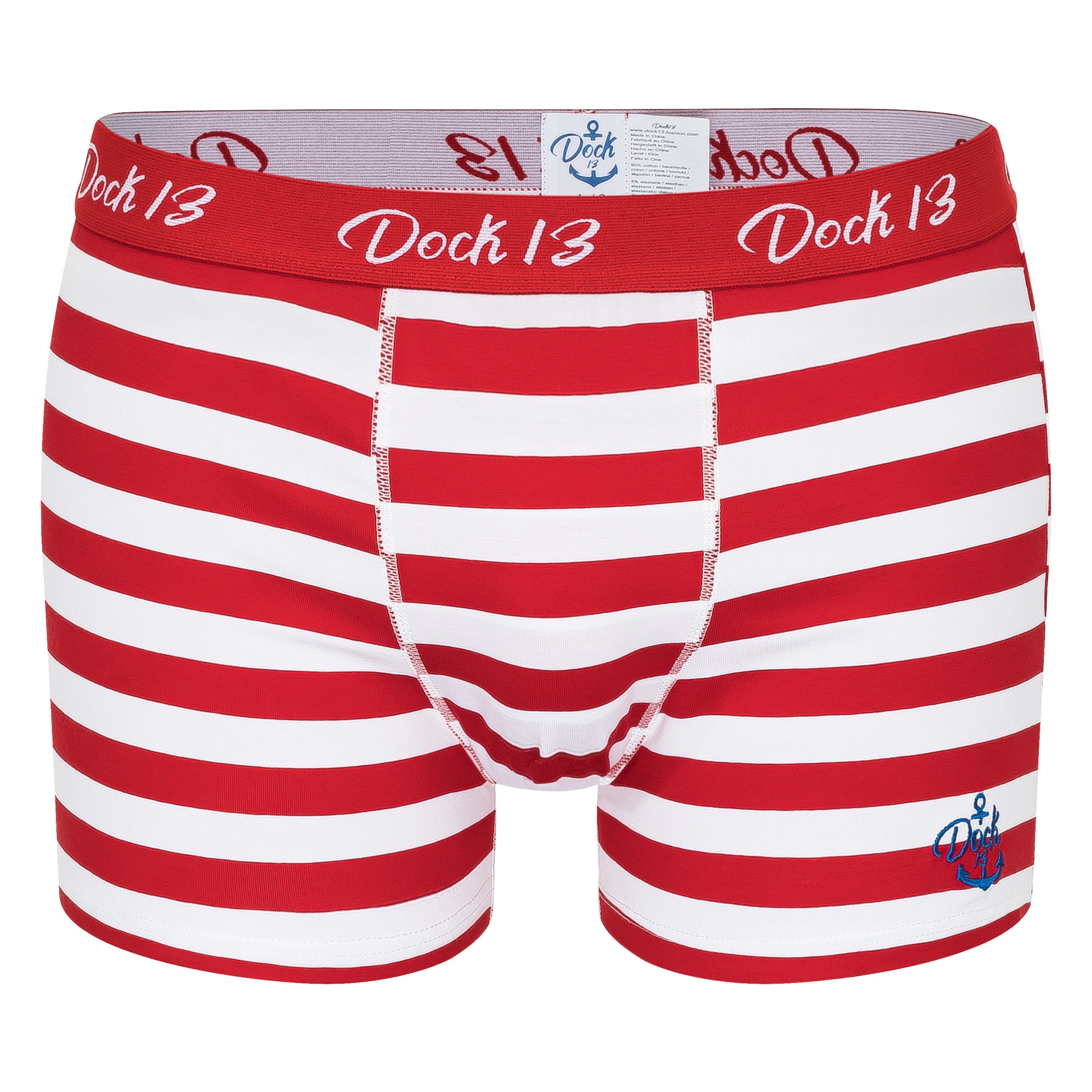 Dock13 Retro Boxer Dock13 Männer Verpackung,Dreierpack,ohne rot 3er-Pack) als gewebtem aus Logo Eingriff,Design Norddeutschland (3er Pack Maritim (3er-Pack, Boxers 3-St., Boxershorts Stickerei, Bund,eleganter mit