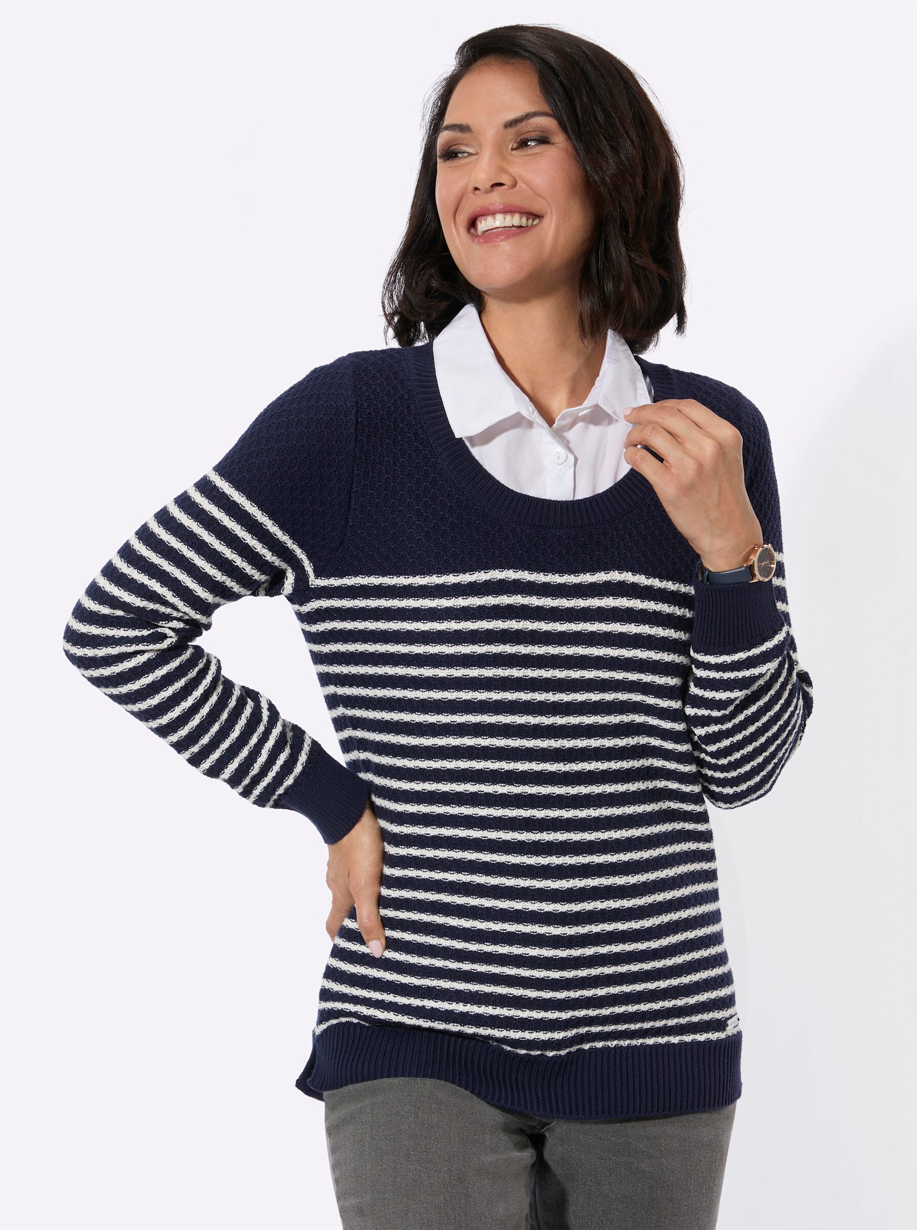 Strickpullover 2-in-1-Pullover Langarm