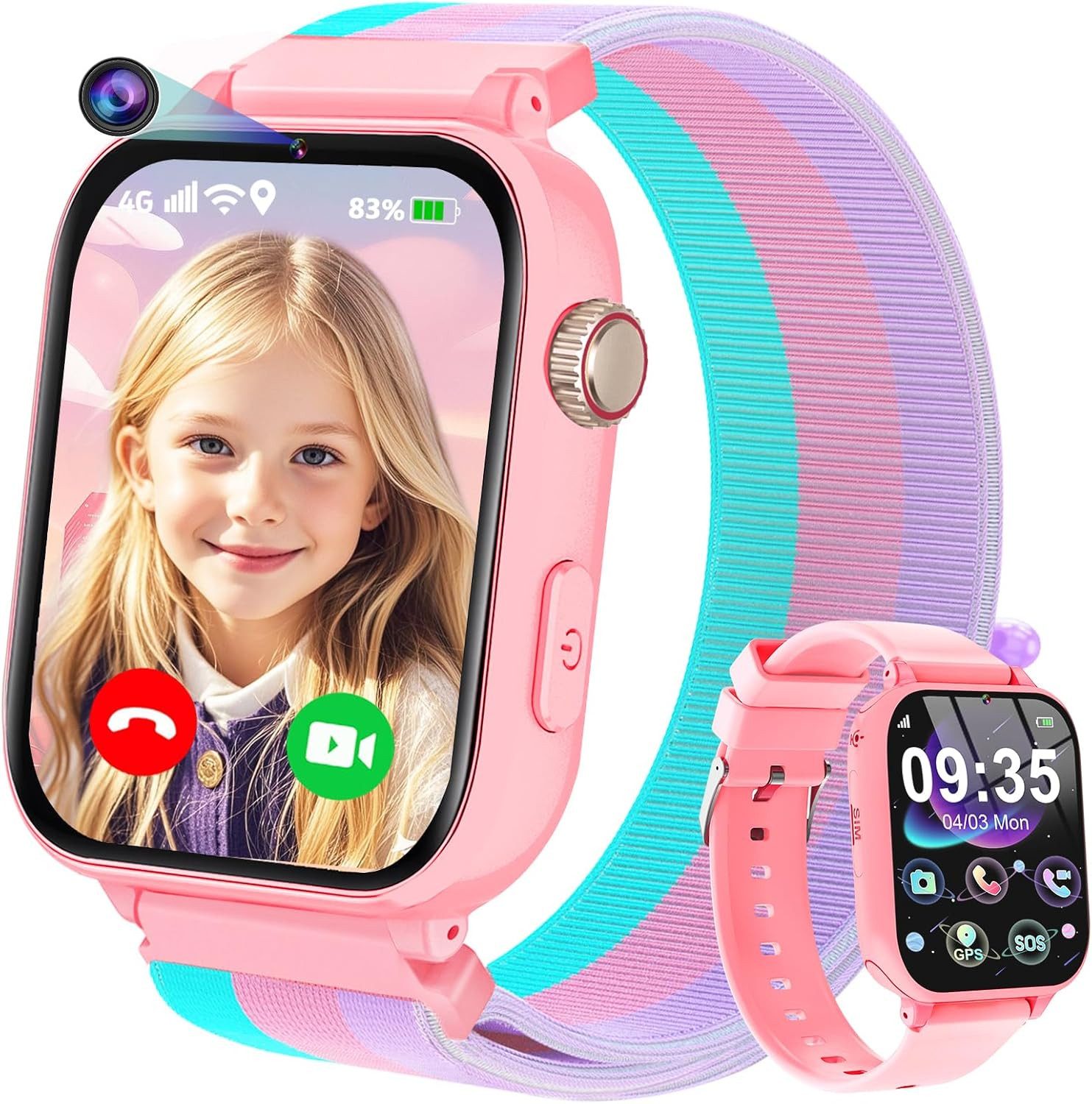 CATGIFF A22 Smartwatch (2,5 cm, sim-karte), Kinder Smartwatch mit GPS Videoanruf