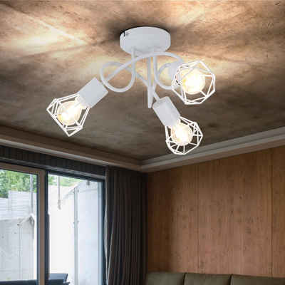 etc-shop LED Deckenleuchte, Leuchtmittel inklusive, Warmweiß, VINTAGE Decken Lampe Ess Zimmer Käfig Spot Rondell-