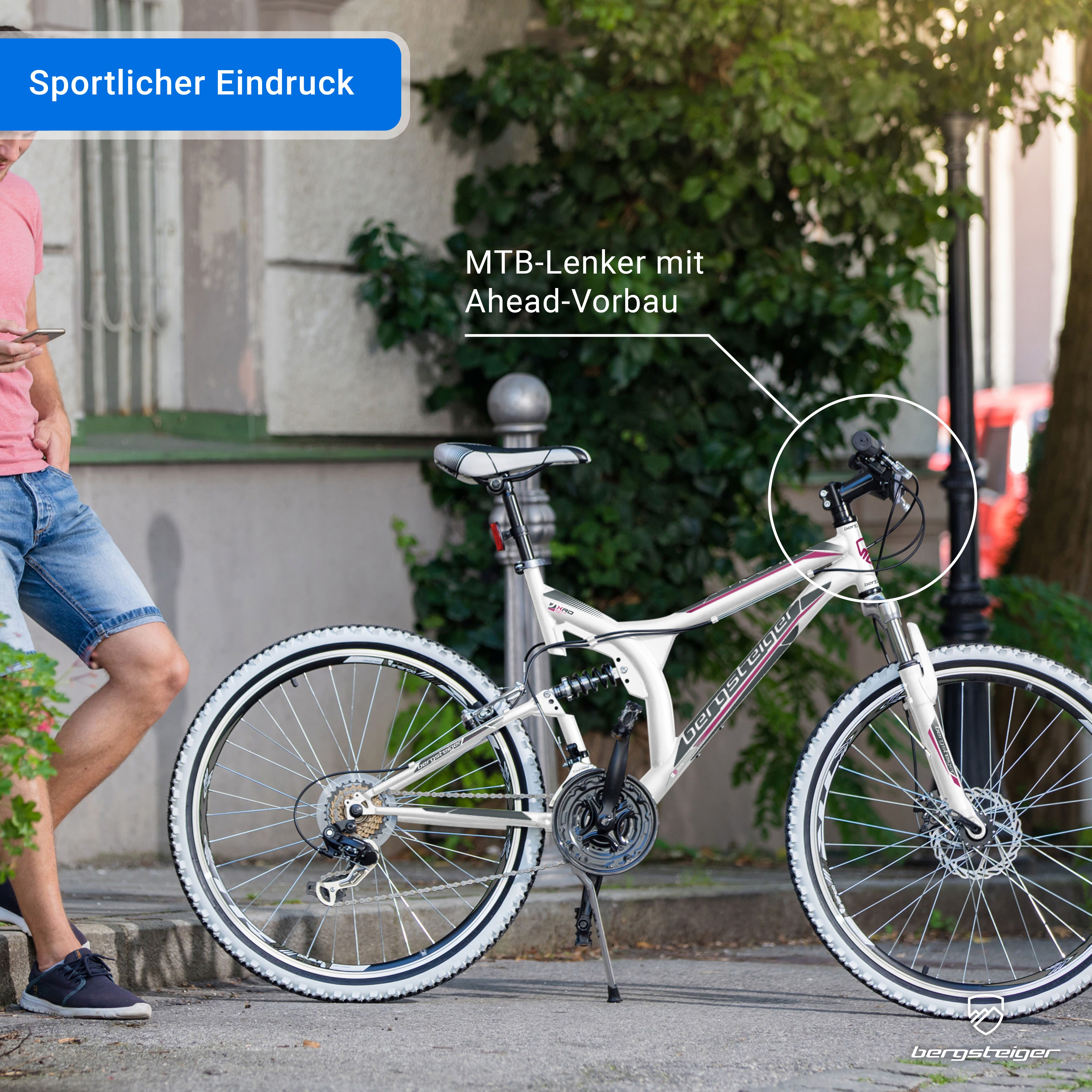 bergsteiger Mountainbike Phoenix 26 Zoll, geeignet ab 160 cm, Damen, Herren, 21 Gang Shimano Tourney RD-TY300 Schaltwerk, Kettenschaltung, Scheibenbremse, V-Bra – Bild 4 von 5