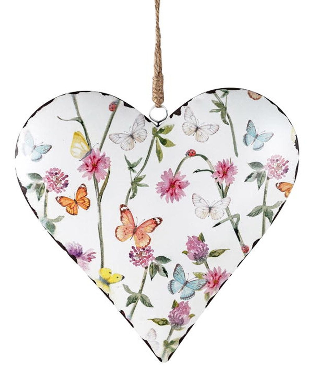 formano Dekohänger Herz aus Metall Blumenwiese 20cm - Dekor auf Vorder- und Rückseite