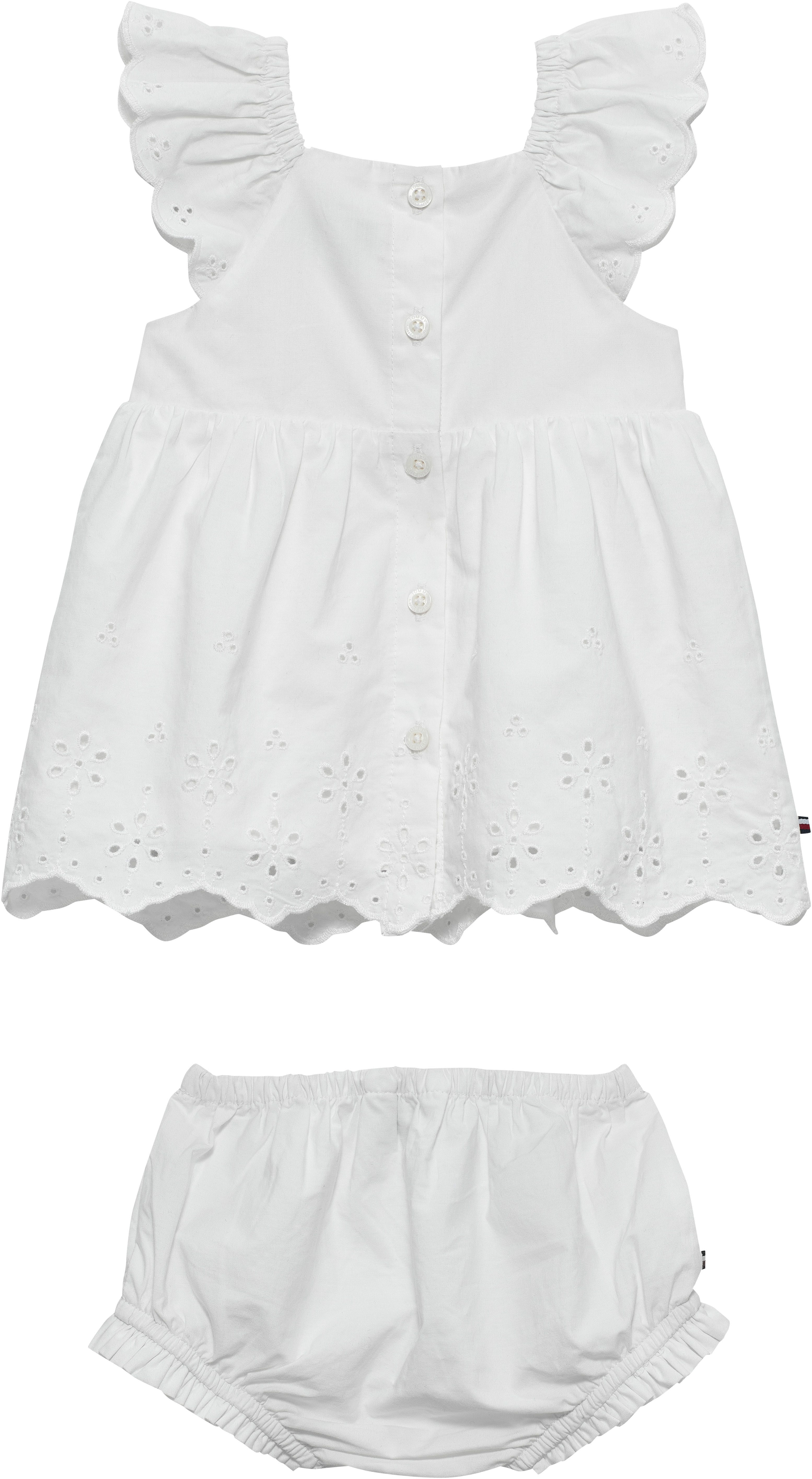 Tommy Hilfiger Kleid & Hose (Set, 2-tlg., 2) mit Rüschen und Lochstickerei. eine Baumwolle