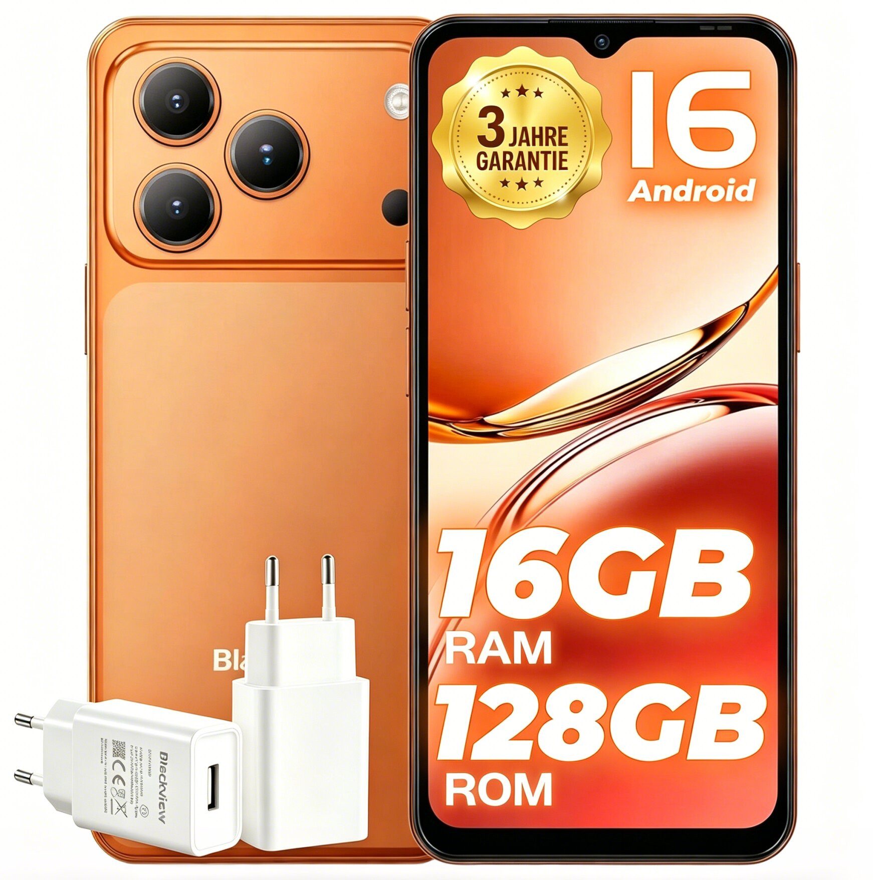 blackview Android 16 WAVE 7C (16+128) 60HZ 5000mAh AI Smartphone (5000mAh Simlockfreie Handy, 32MP+13MP KI Kamera, 4G Dual SIM/Face ID)